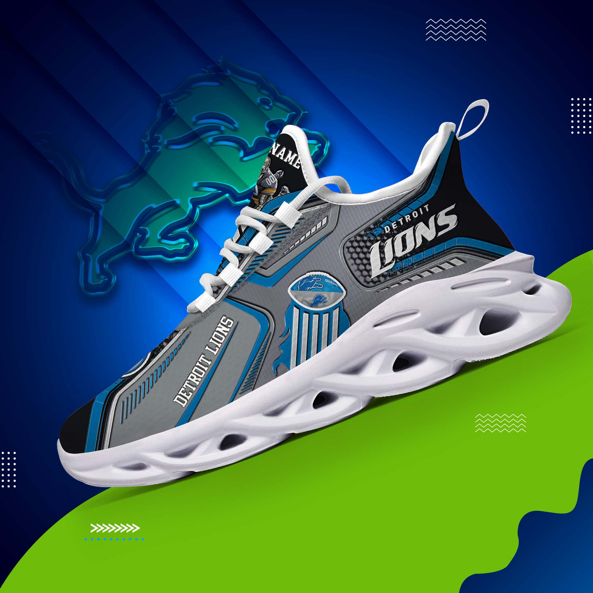 Detroit Lions White C Sneakers 2026 Version Personalized Your Name, Sport Sneakers , Sport Gifts PH605