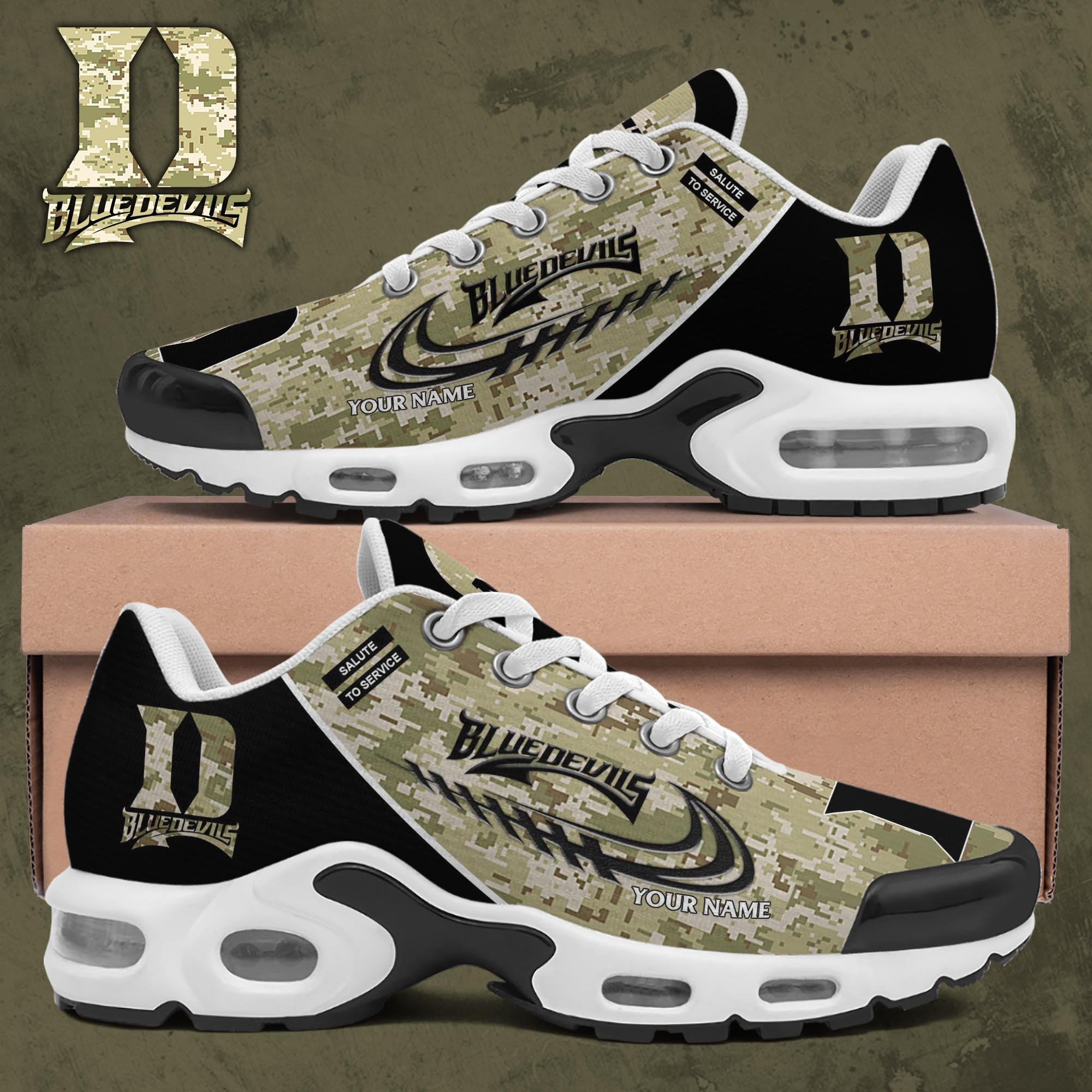 Duke Blue Devils TN Shoes 2026 Version Custom Name, Camouflage Shoes, Gifts For Football Lovers PH636