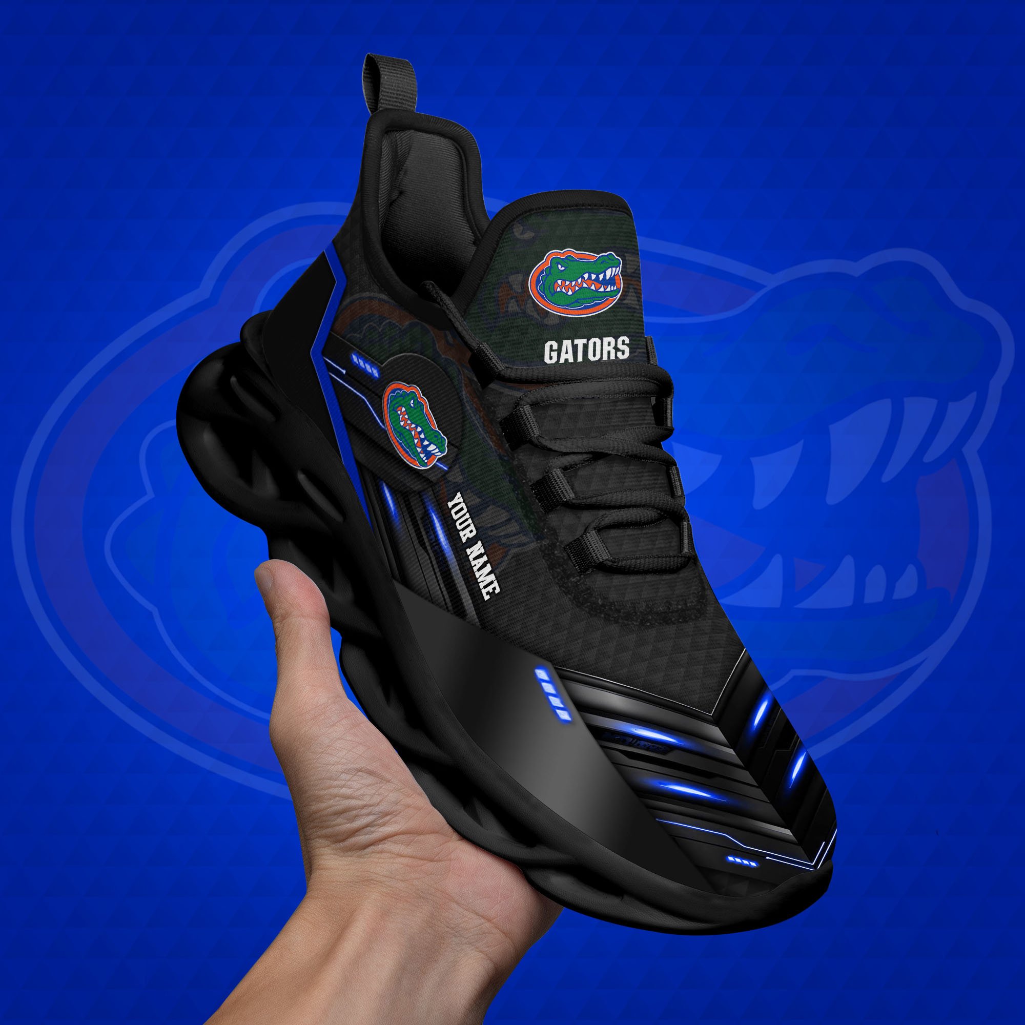 Florida Gators Black Clunky Sneaker Custom Name, Max Soul Shoes, Sport Gifts For Fan