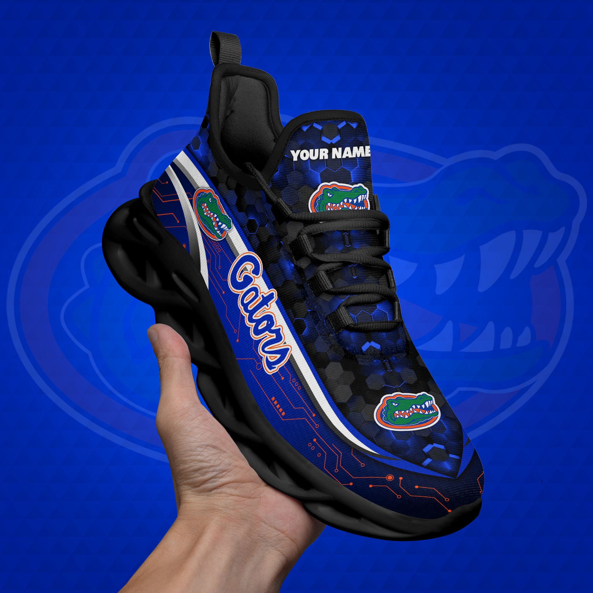 Florida Gators Black Clunky Sneakers Custom Name, Max Soul Shoes, Sport Gifts