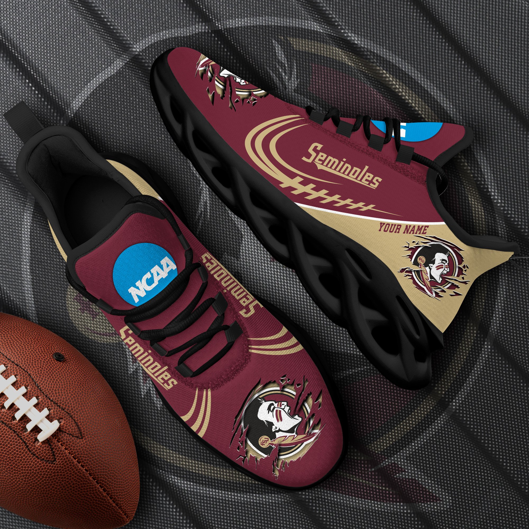Florida State Seminoles Black Max Soul Shoes 2026 Versions Custom Name 016