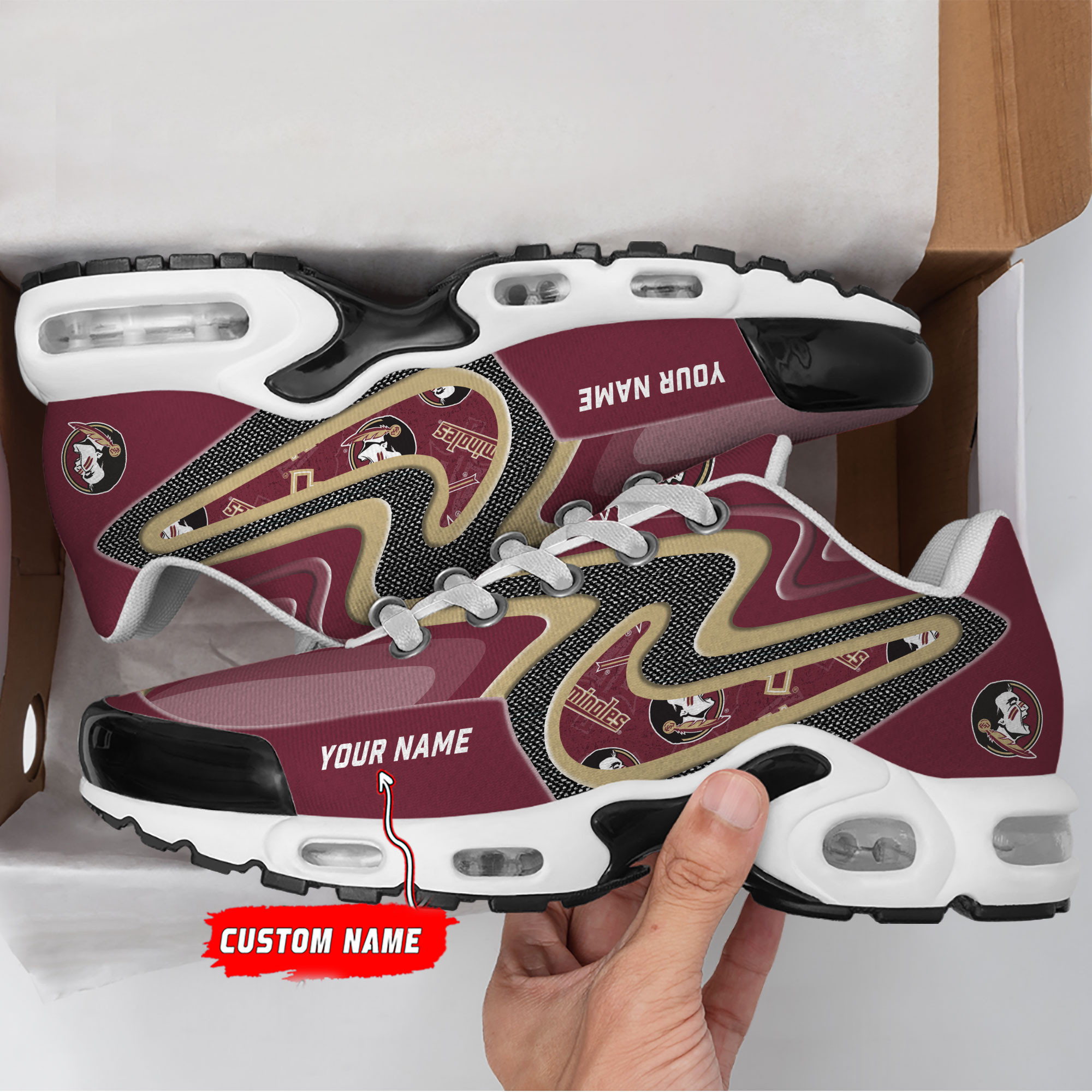 florida state seminoles personalized name team checkmark logo mix colors stitch line tn shoes air cushion sneakers 7893 fsjif