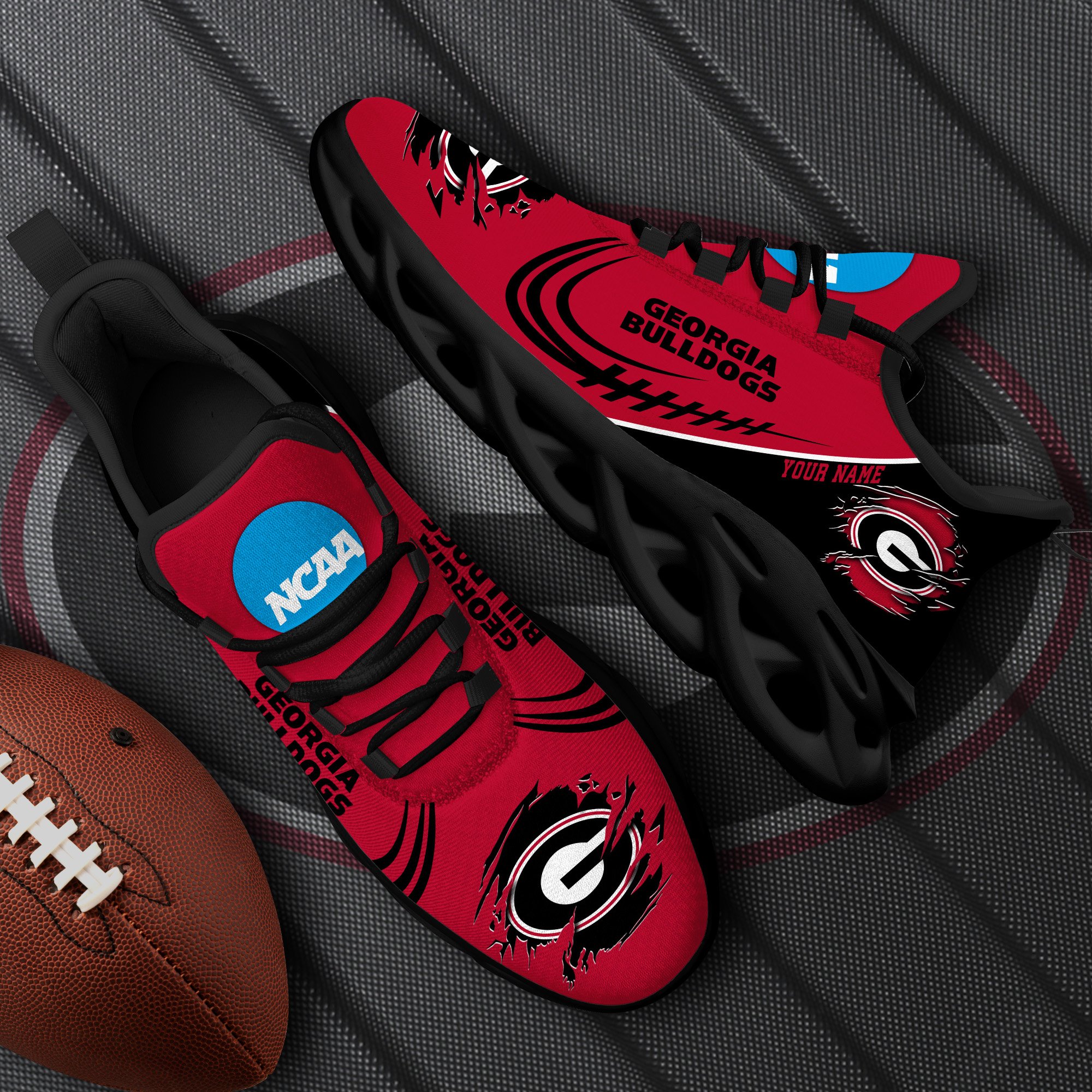 Georgia Bulldogs Black Max Soul Shoes 2026 Versions Custom Name 016