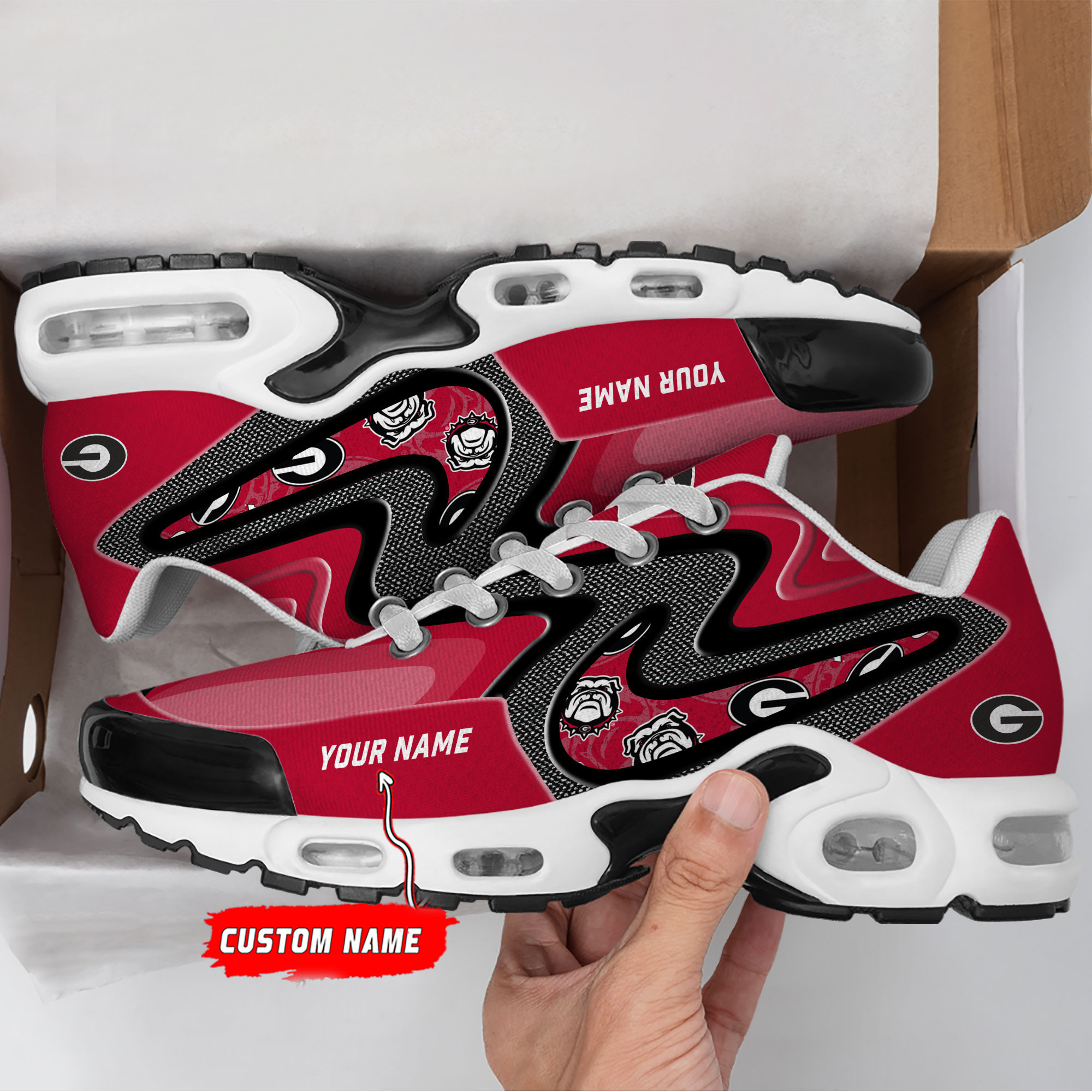 georgia bulldogs personalized name team checkmark logo mix colors stitch line tn shoes air cushion sneakers 2379 kjgcz