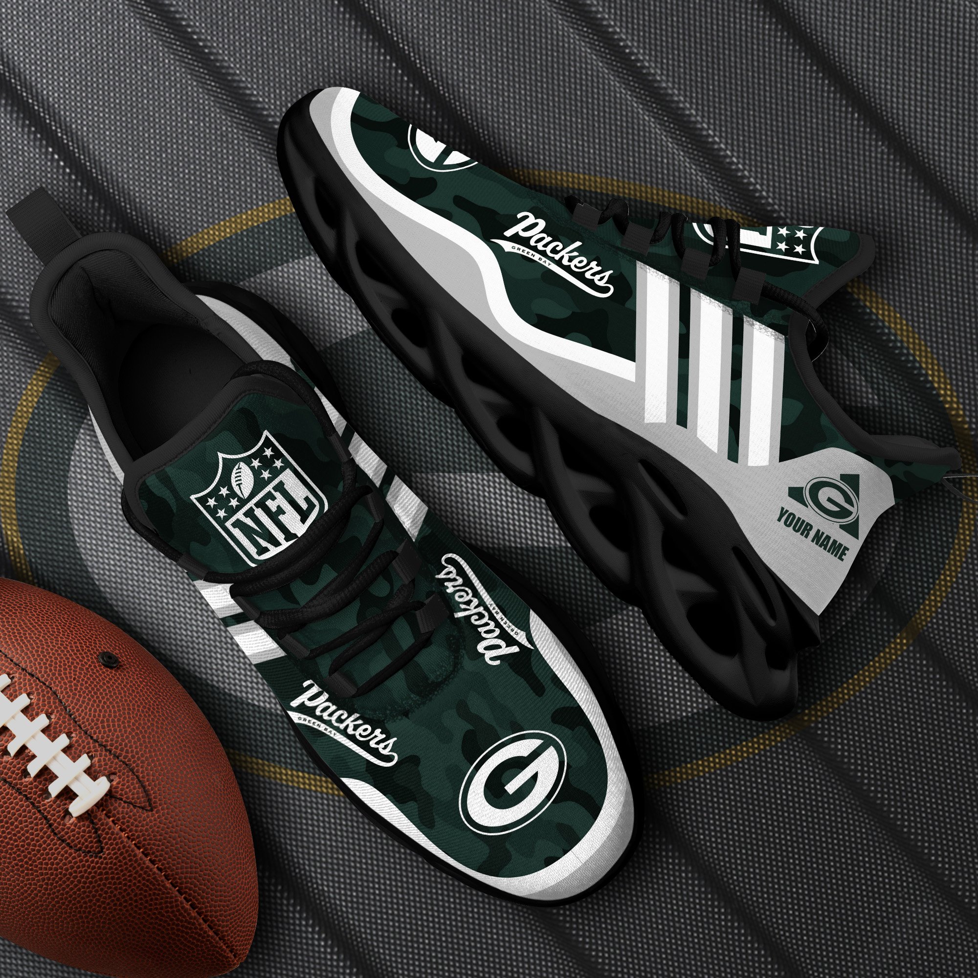 Green Bay Packers Black Max Soul Shoes 2026 Versions Custom Name 430