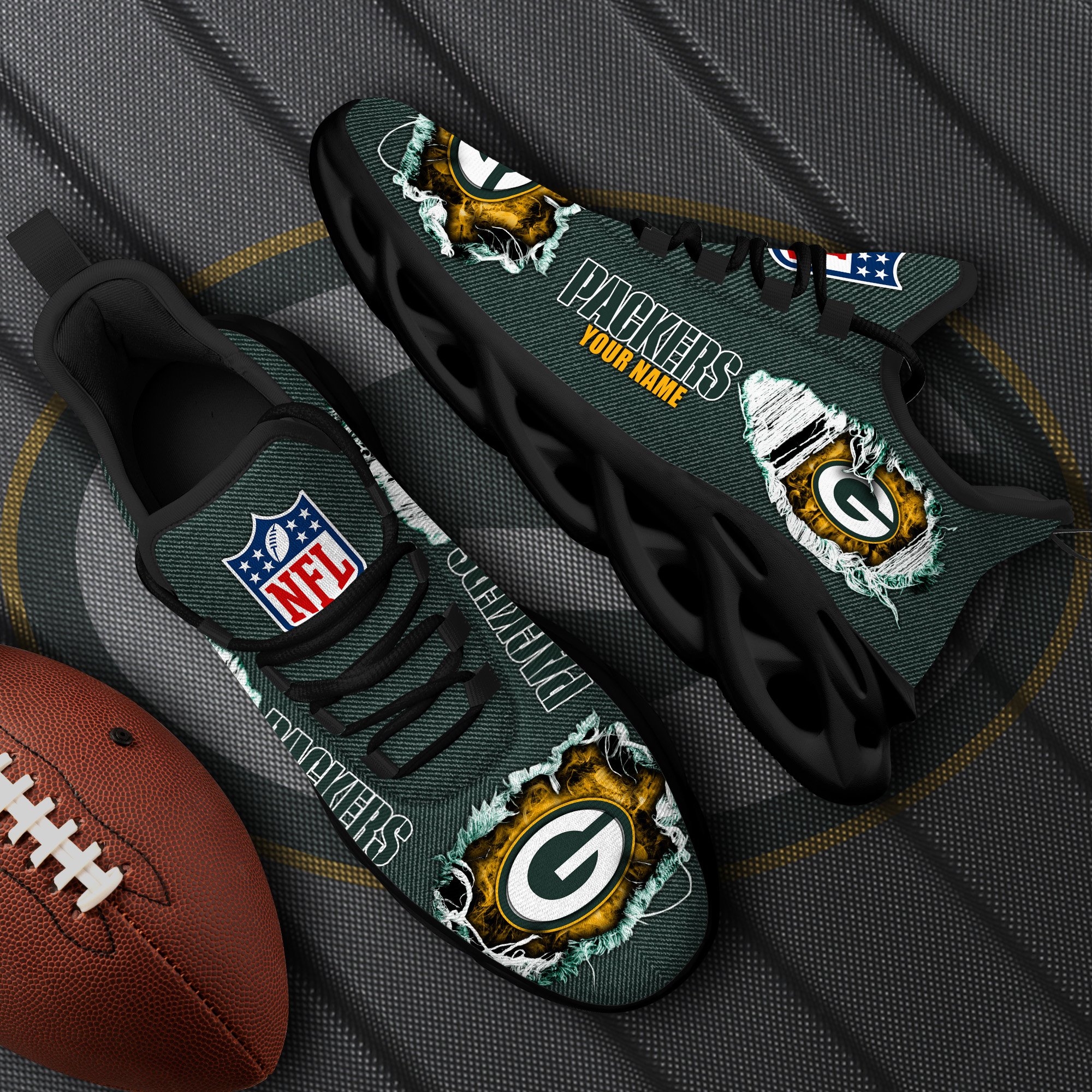 green bay packers black max soul shoes 2026 versions custom name 554 8011 gmaoj