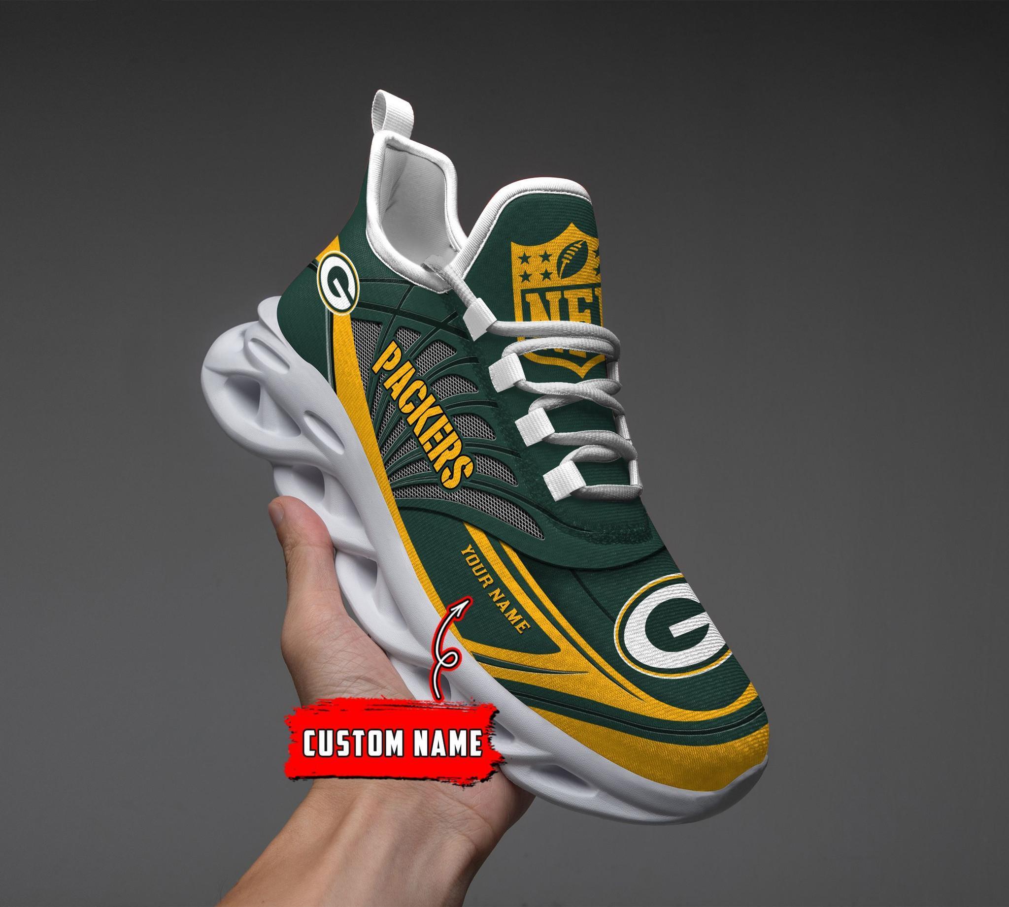 Green Bay Packers Black Max Soul Shoes 2026 Versions Custom Name 637