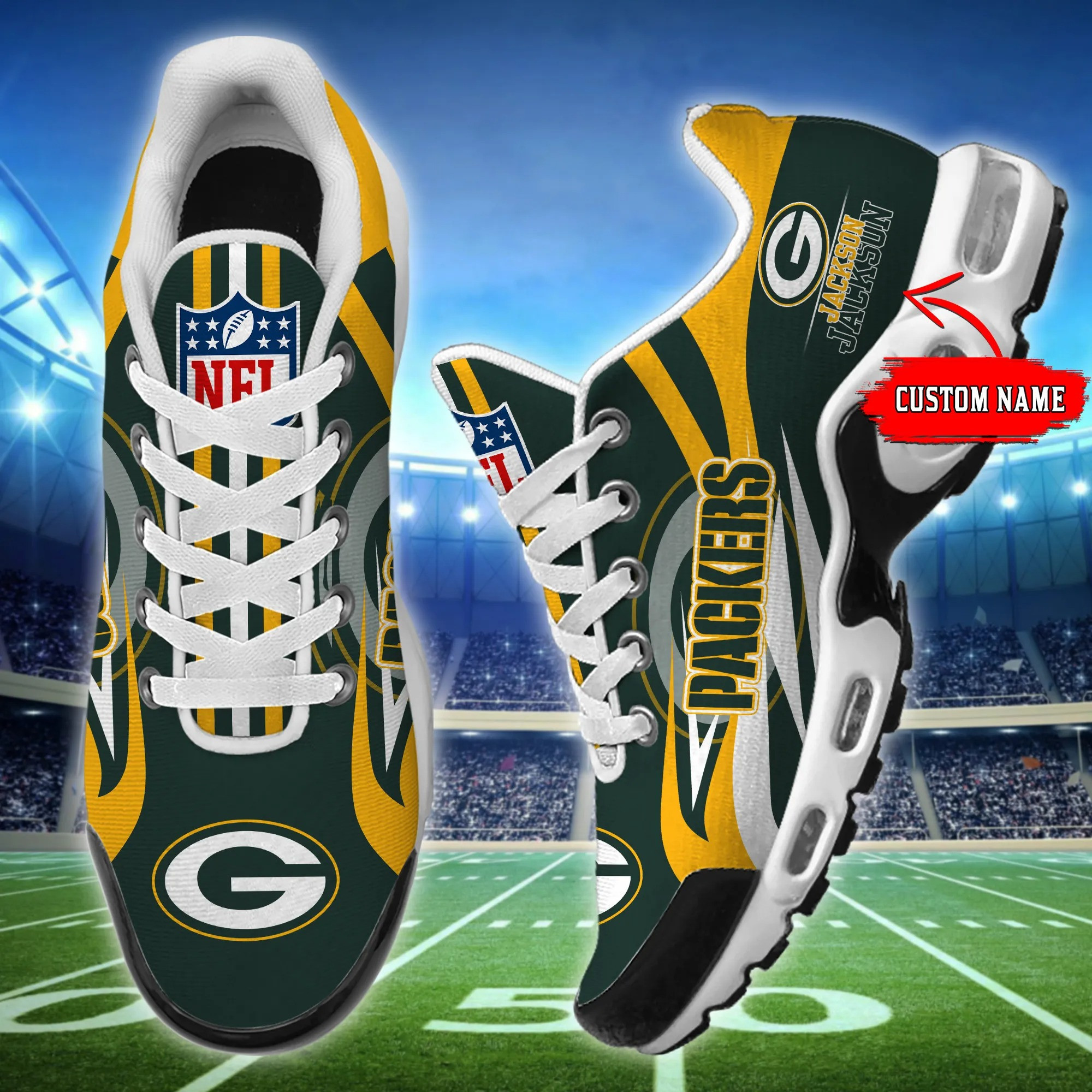 Green Bay Packers Personalized Air Max Shoes Air Cushion Sneakers BG91