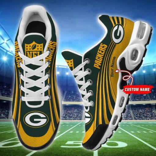 green bay packers personalized name team colors wave lines tn air max shoes air cushion sneakers 3722 bdvvb