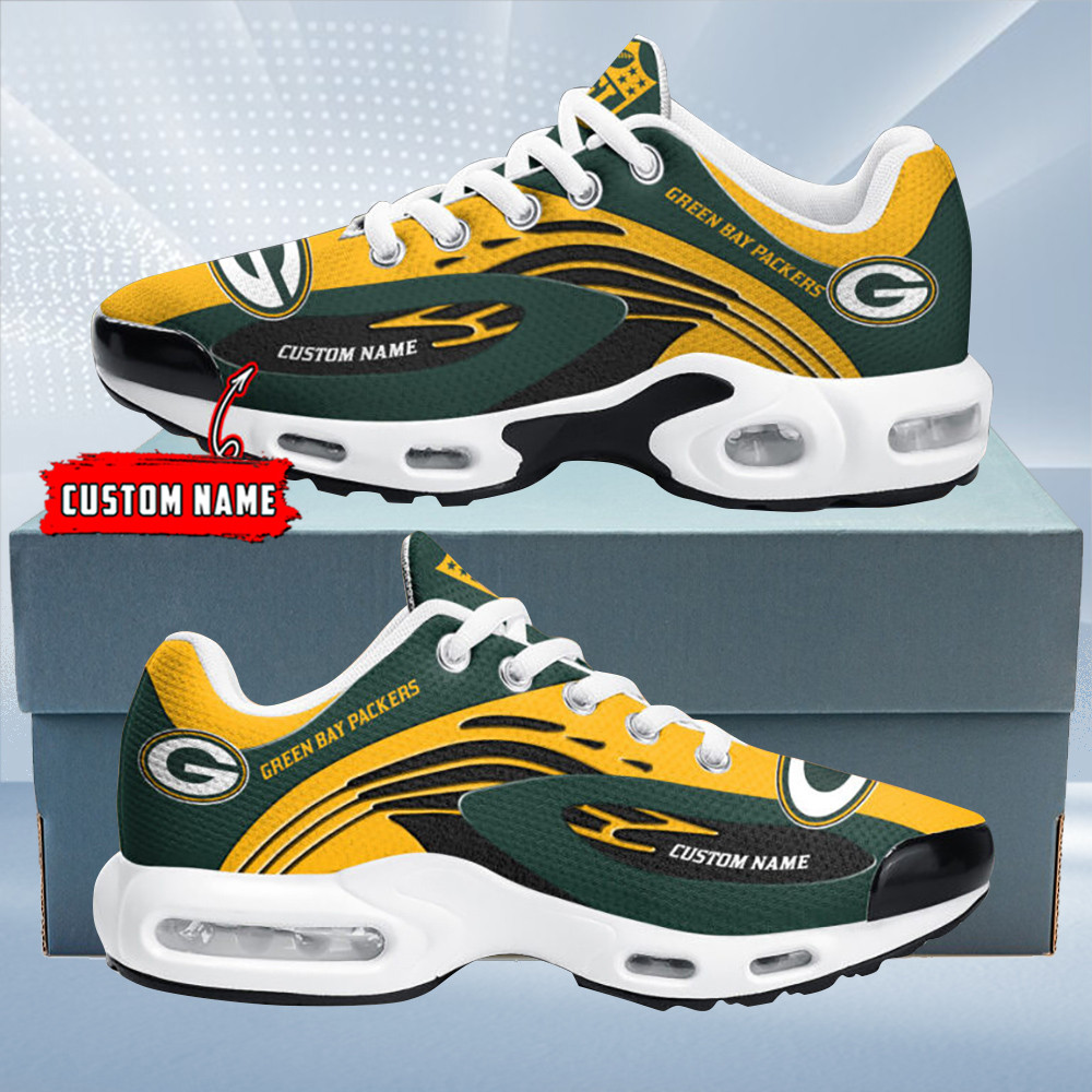 green bay packers personalized name team logo mix colors wave line tn air max shoes air cushion sneakers 6666