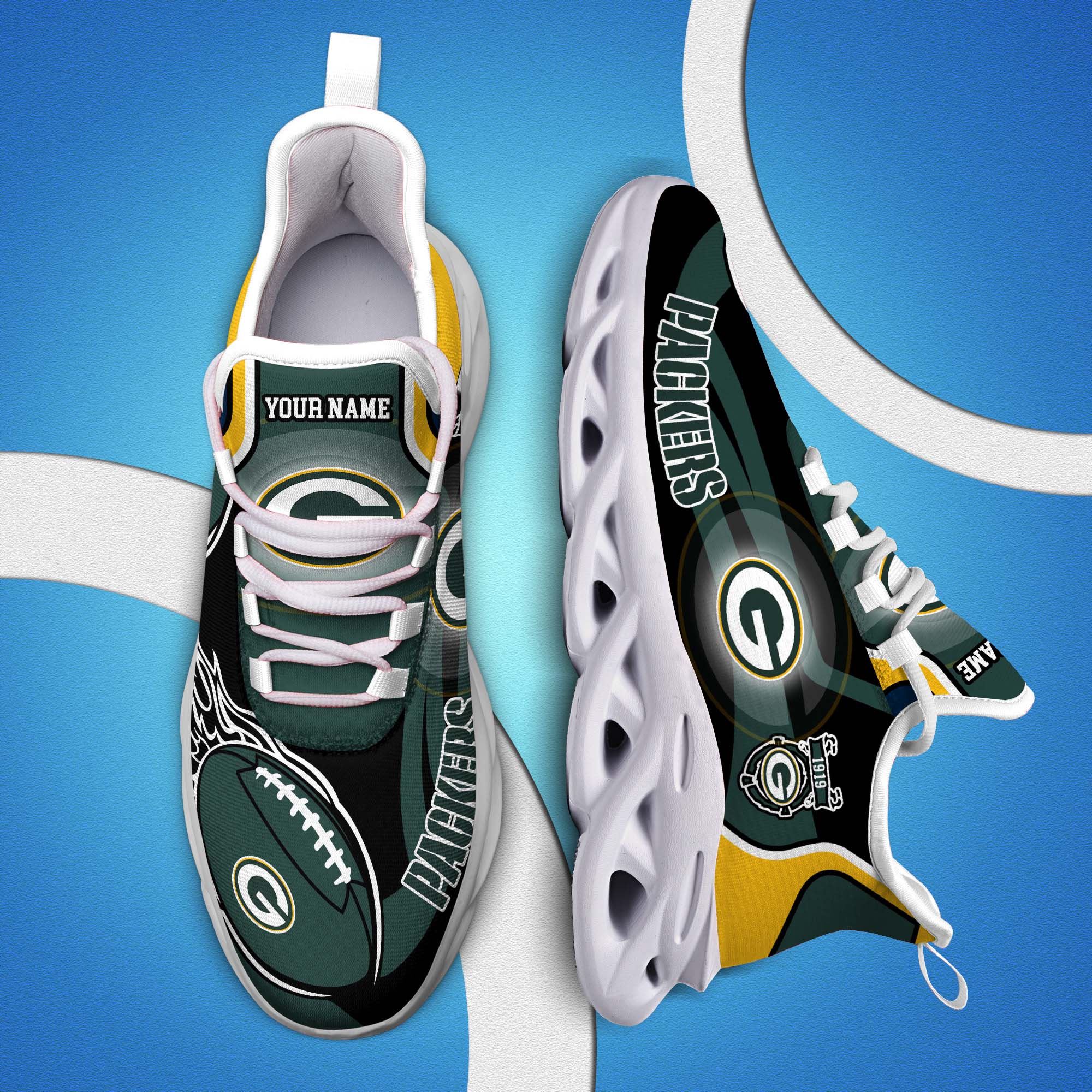 green bay packers white c sneakers 2026 version personalized your name 090 3519 cpp0l