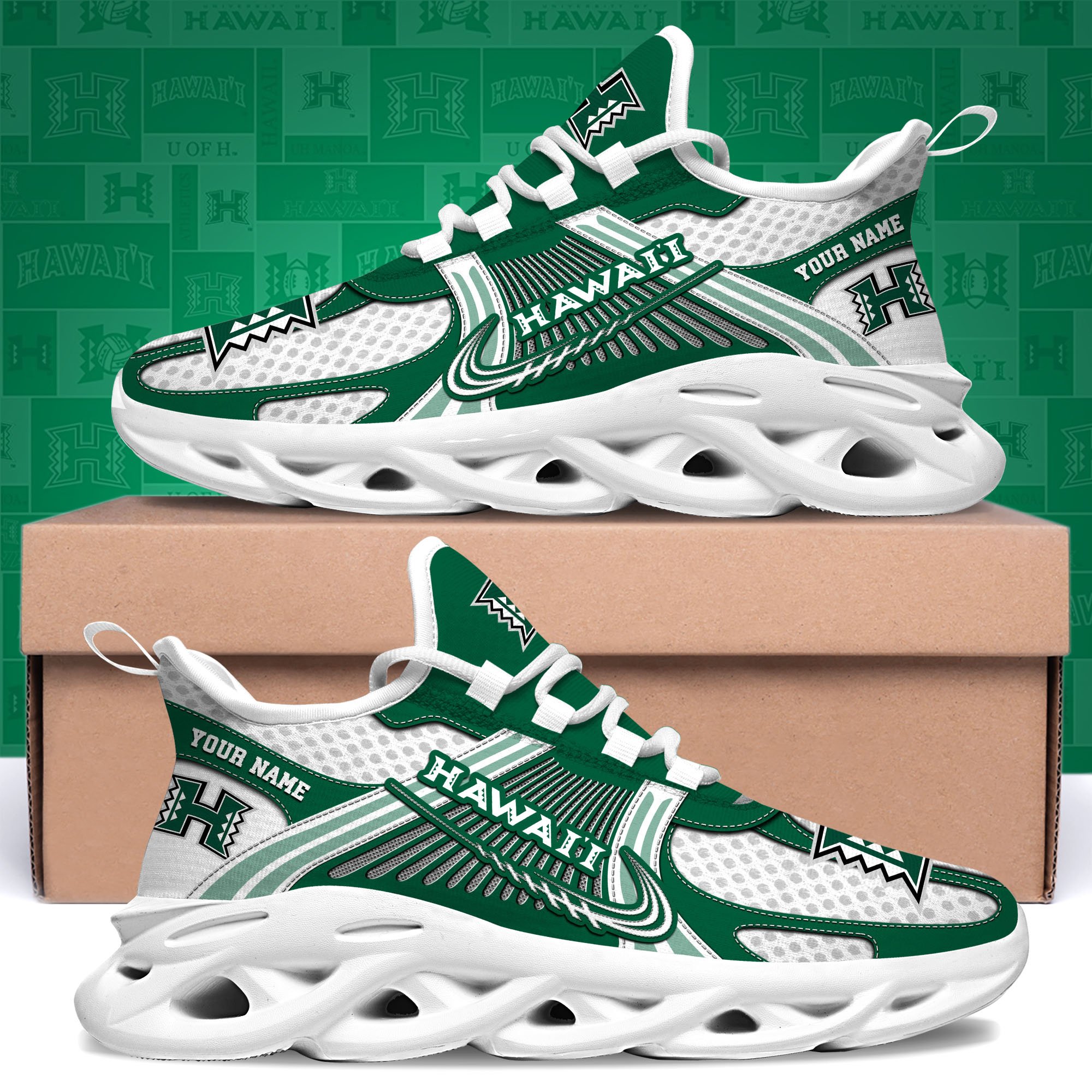 Hawaii Rainbow Warriors Clunky Sneakers Custom Your Name, Sport Sneakers, Sport Gifts For Fan, Gifts For Him