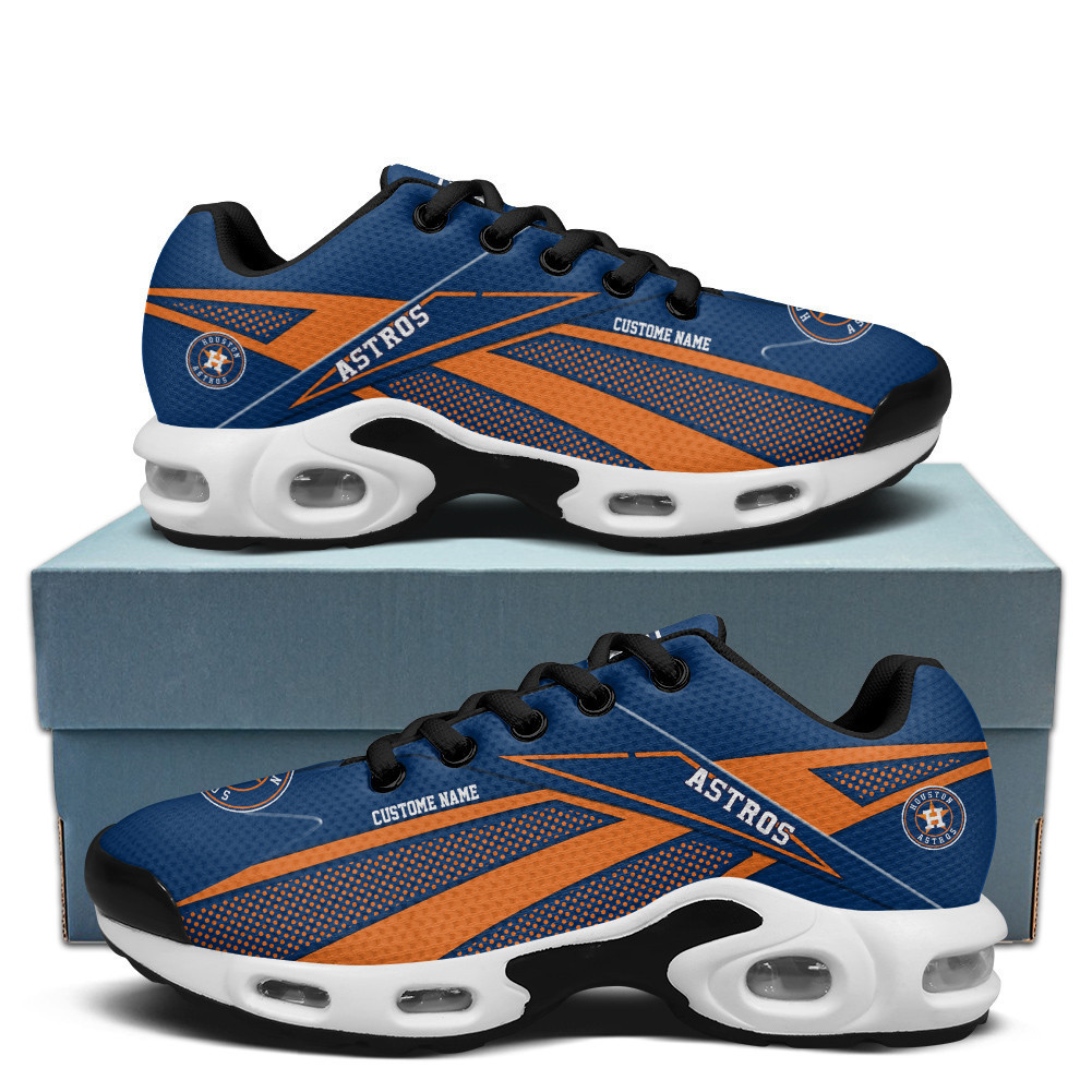 Houston Astros Personalized Name Team Colors Supersonic Line Pattern TN Shoes Air Cushion Sneakers