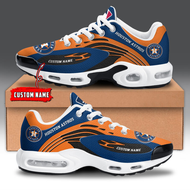 Houston Astros Personalized Name Team Logo Mix Colors Wave Line TN Shoes Air Cushion Sneakers