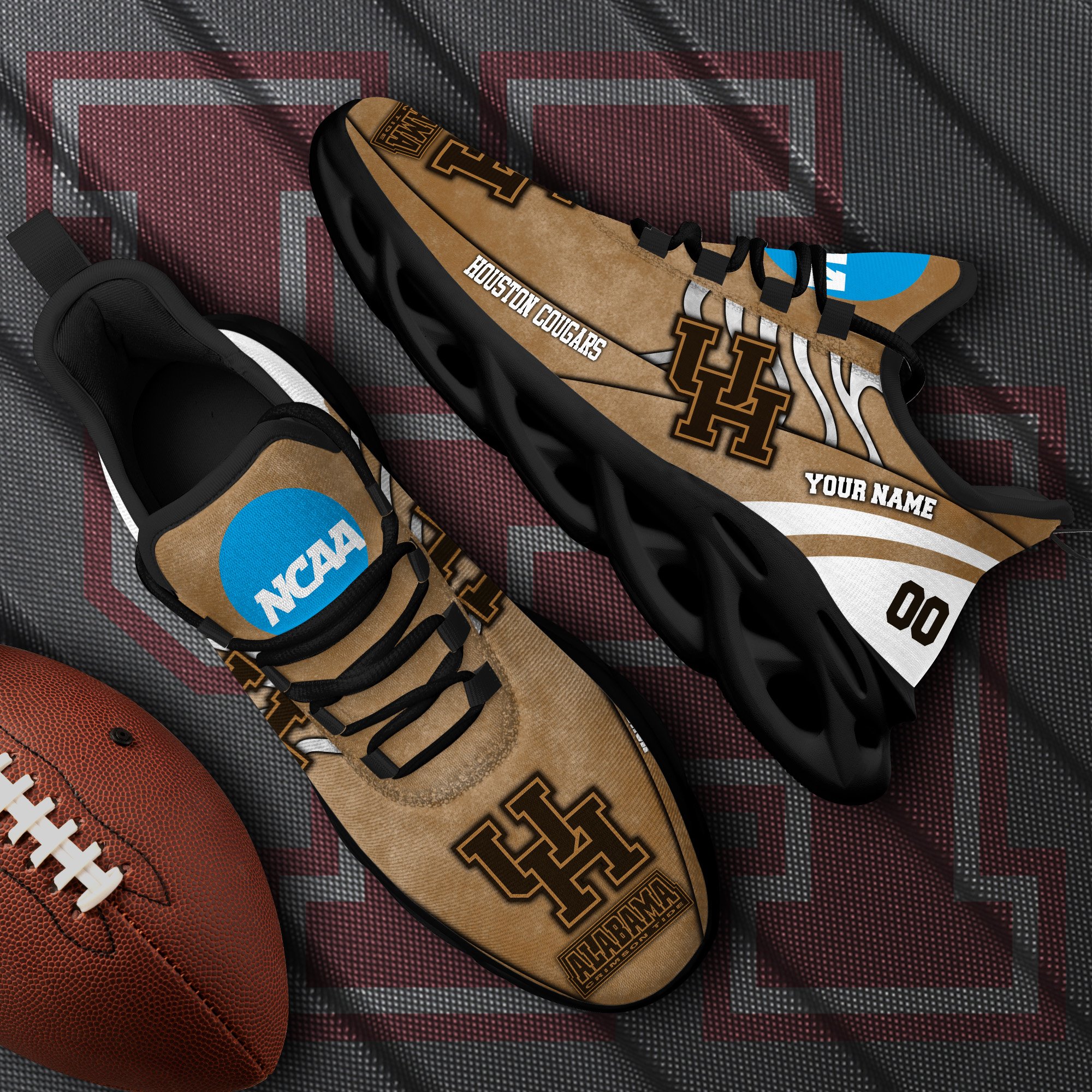 Houston Cougars Black Max Soul Shoes 2026 Versions Custom Your Name And Number 312