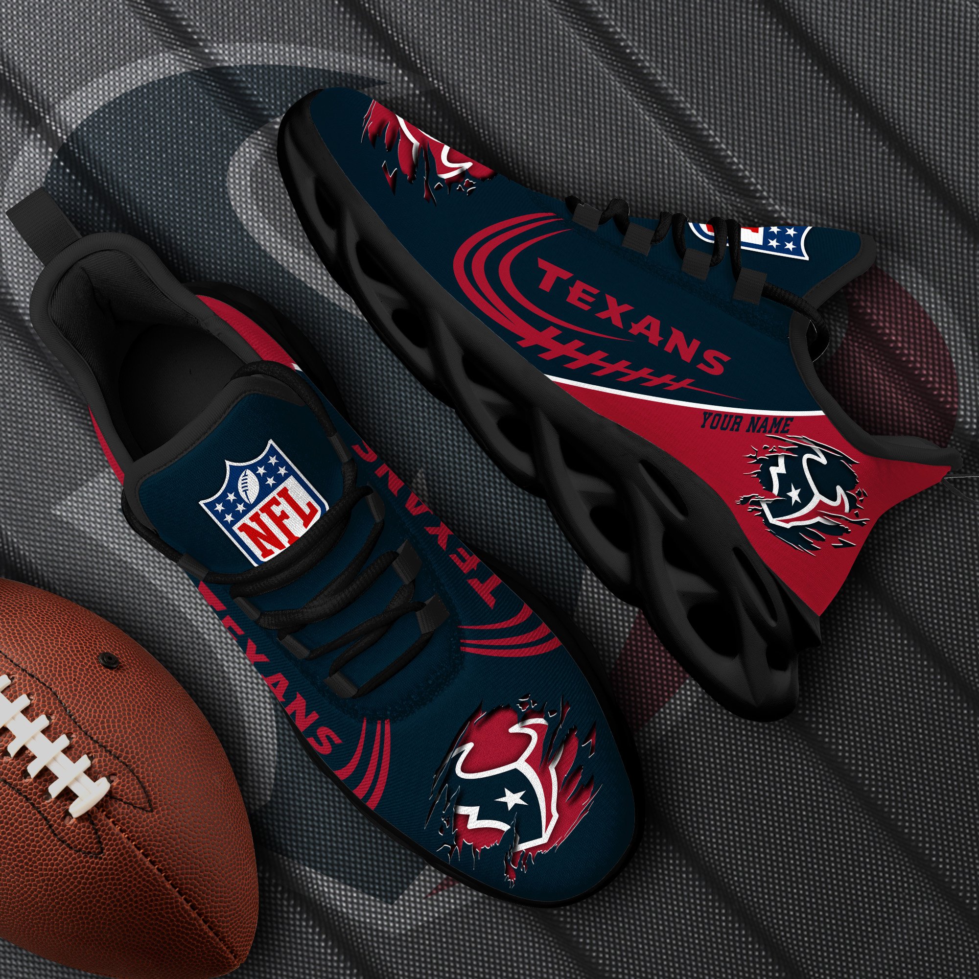 Houston Texans Black Max Soul Shoes 2026 Versions Custom Name 003