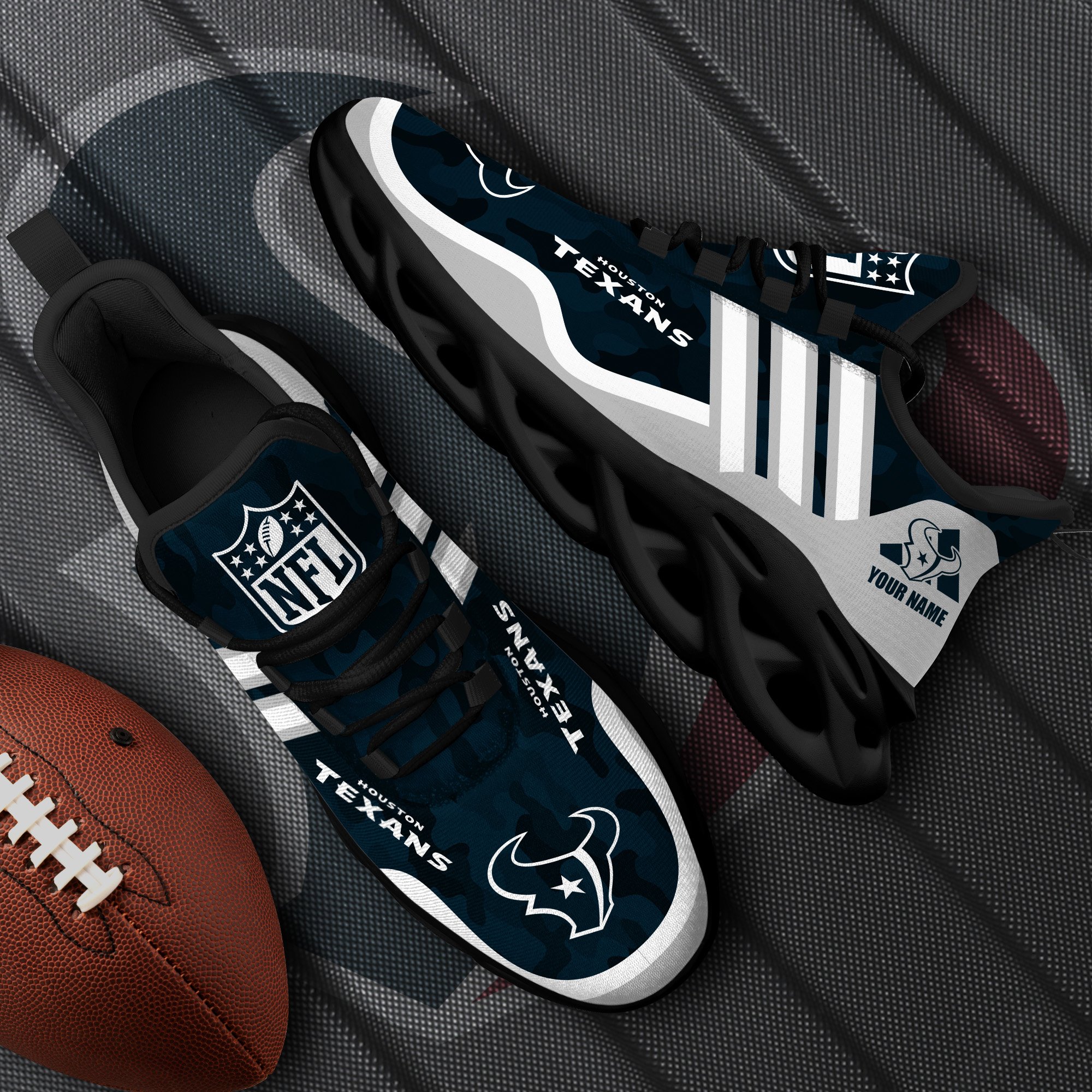 Houston Texans Black Max Soul Shoes 2026 Versions Custom Name 430