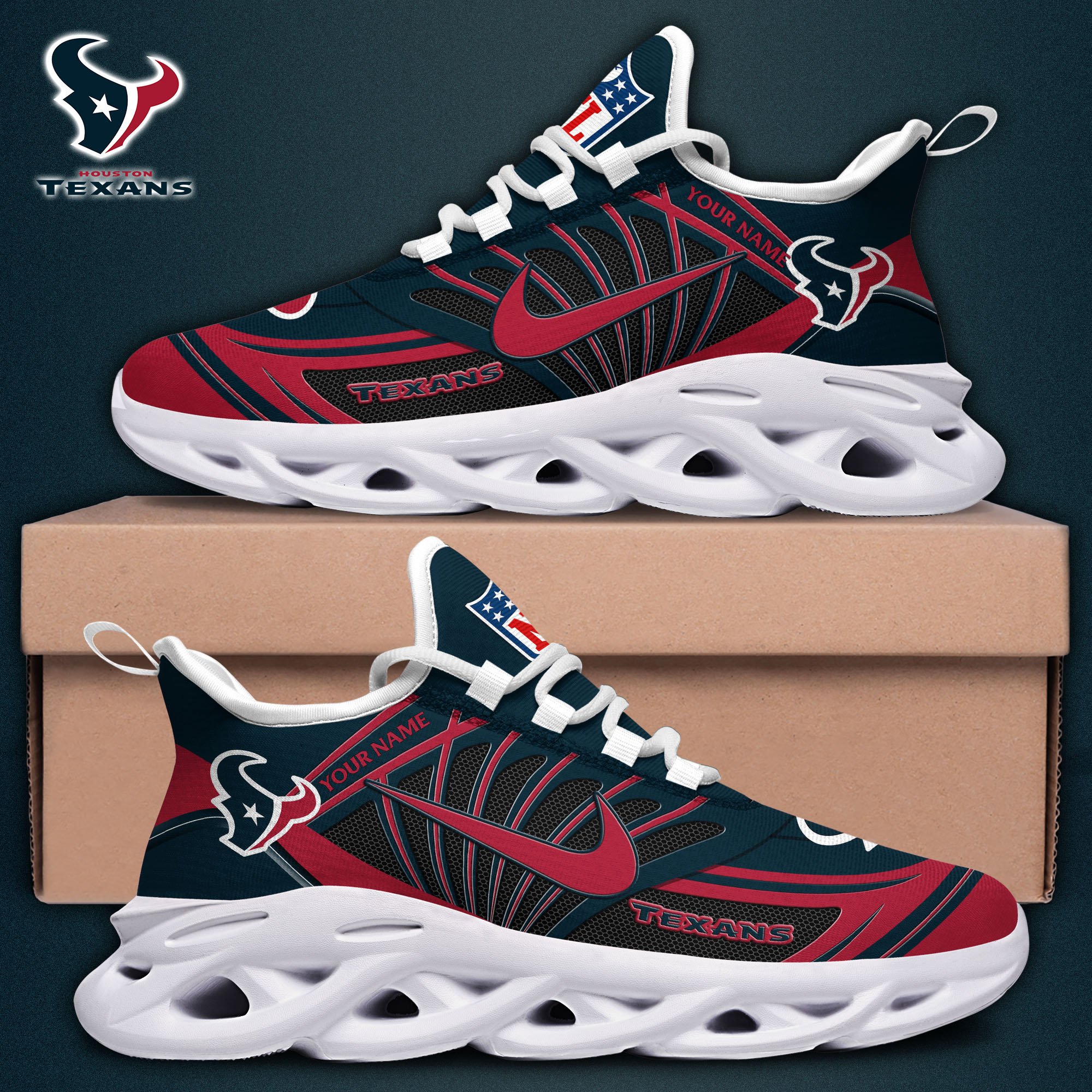 Houston Texans Black Max Soul Shoes 2026 Versions Custom Name 898