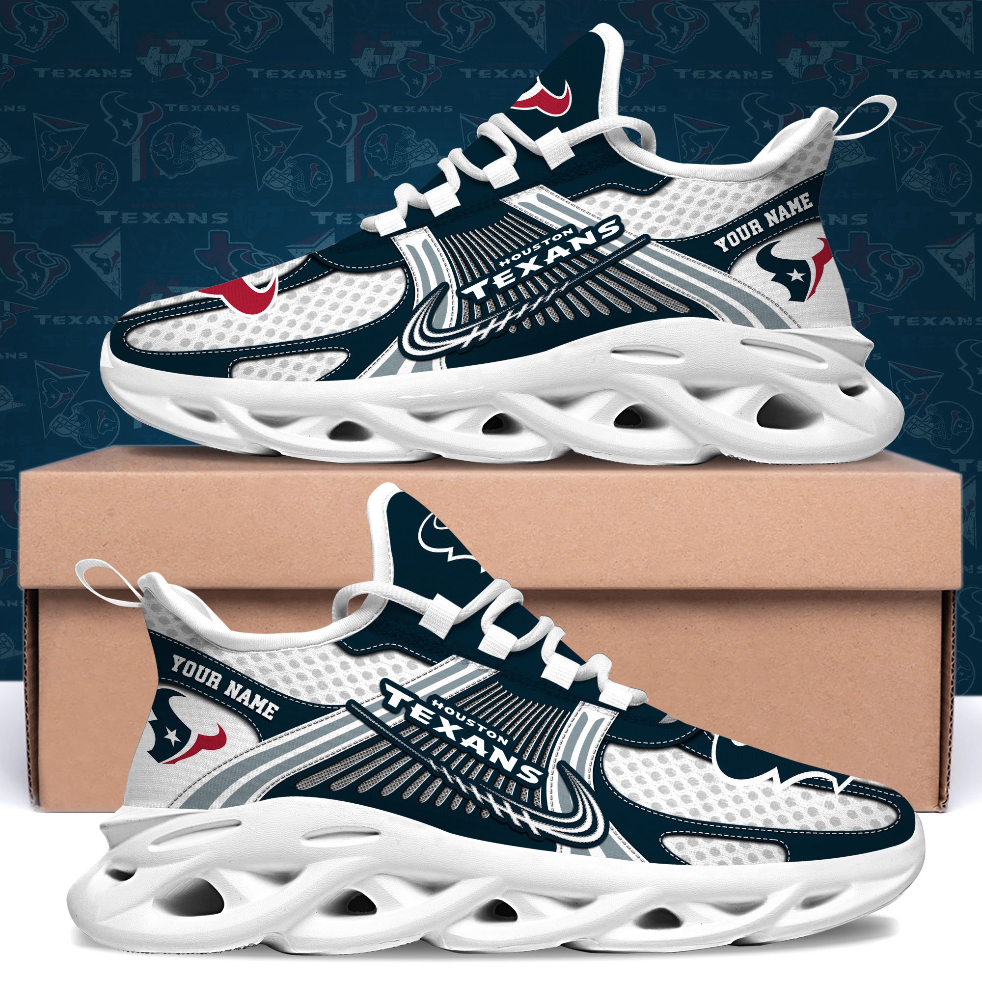 houston texans clunky sneakers custom your name sport sneakers for fans gifts for sport lovers gift for dad 5413 okbnv