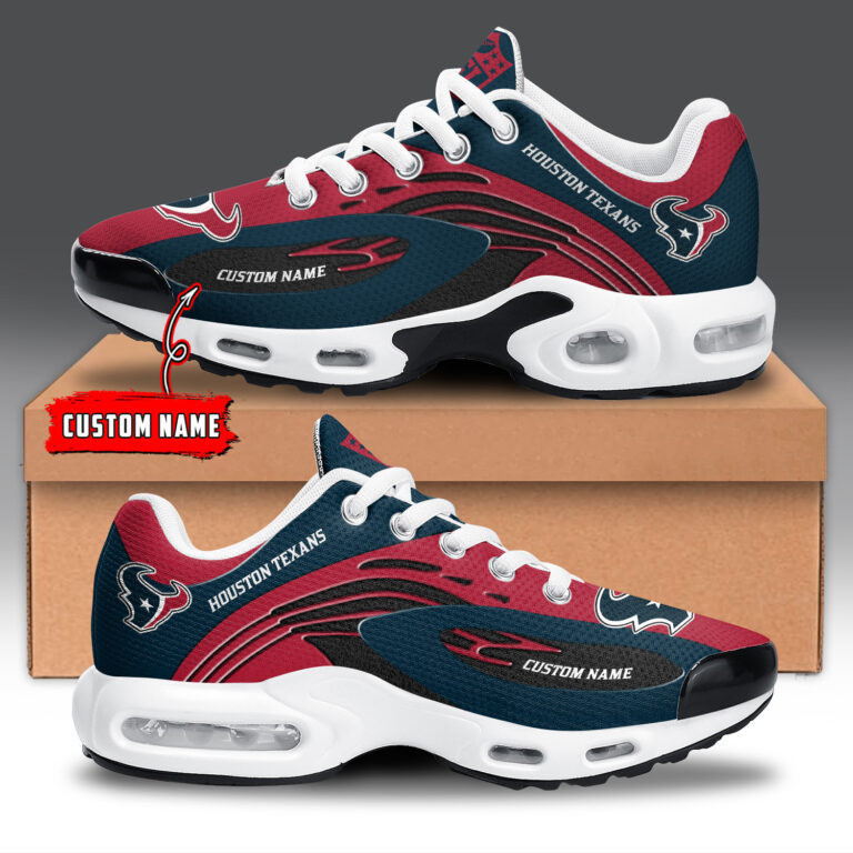 Houston Texans Personalized Name Team Logo Mix Colors Wave Line TN Shoes Air Cushion Sneakers