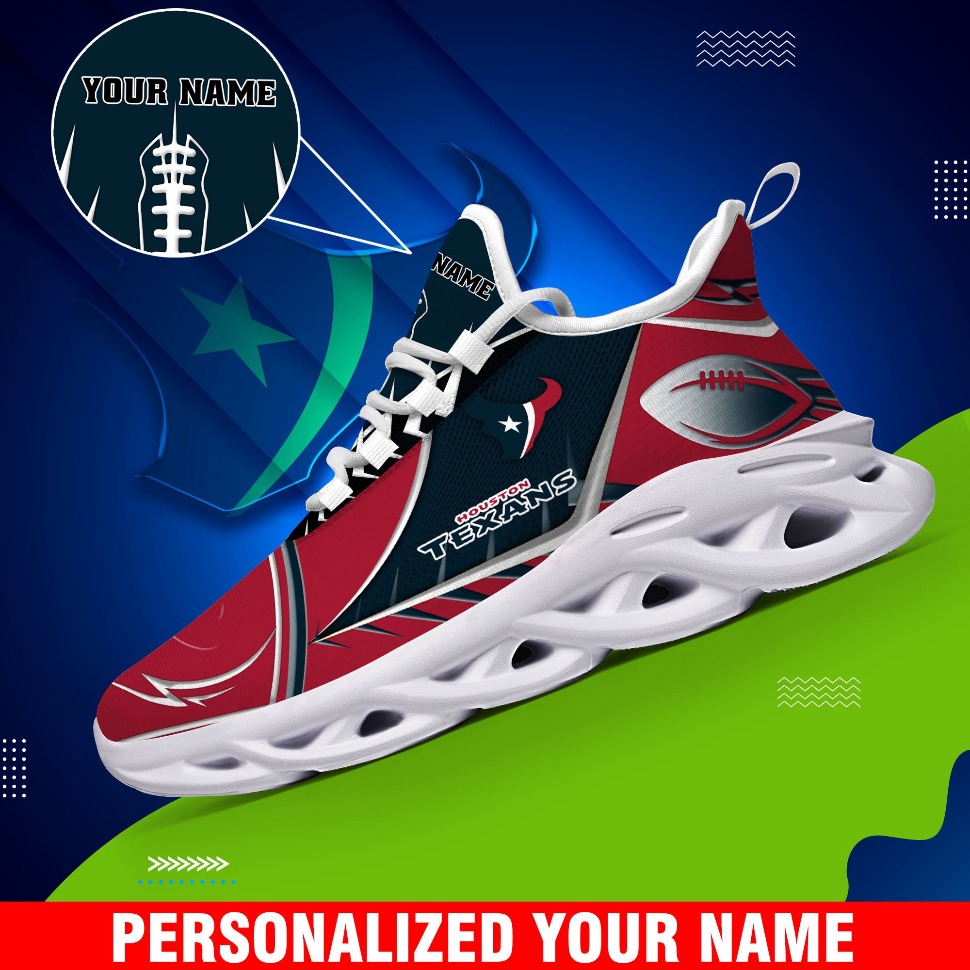 Houston Texans Sport White C Sneakers 2026 Version Personalized Your Name 528