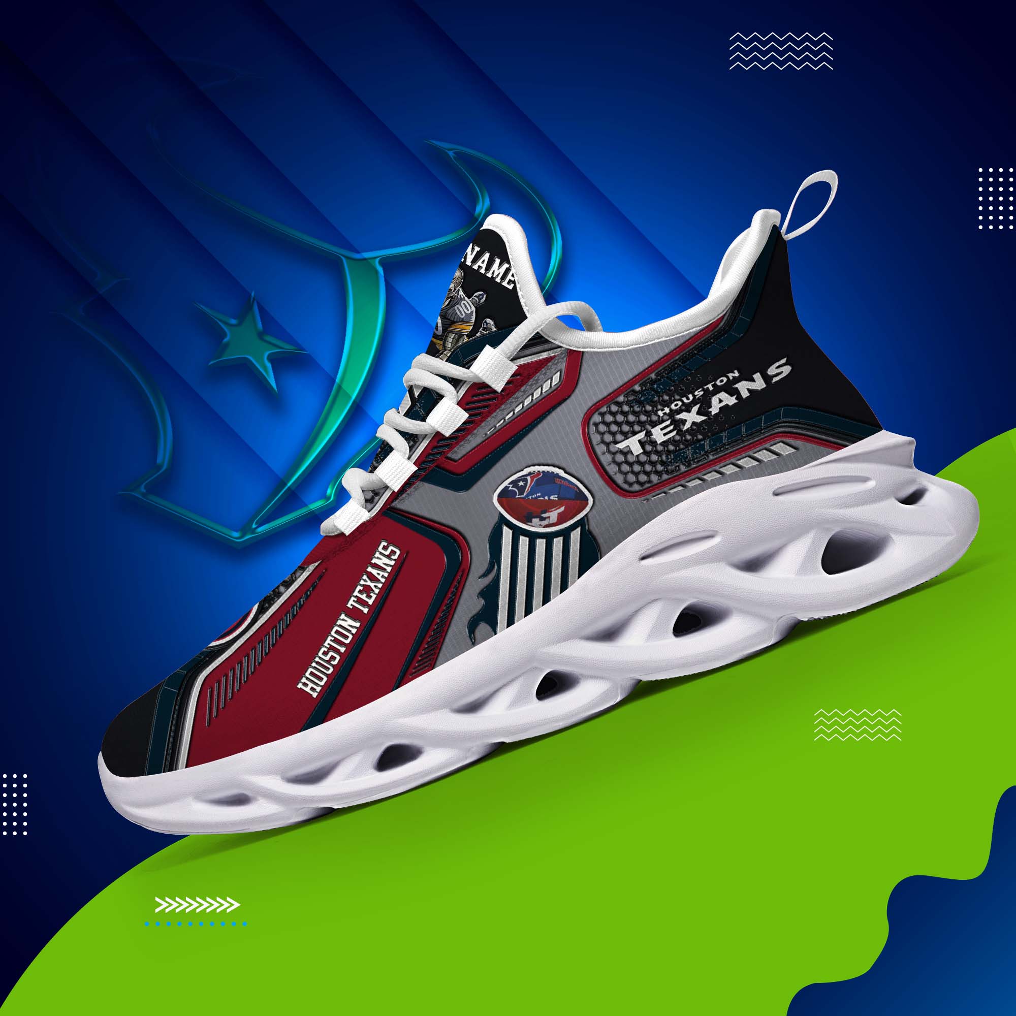 Houston Texans White C Sneakers 2026 Version Personalized Your Name, Sport Sneakers , Sport Gifts PH605