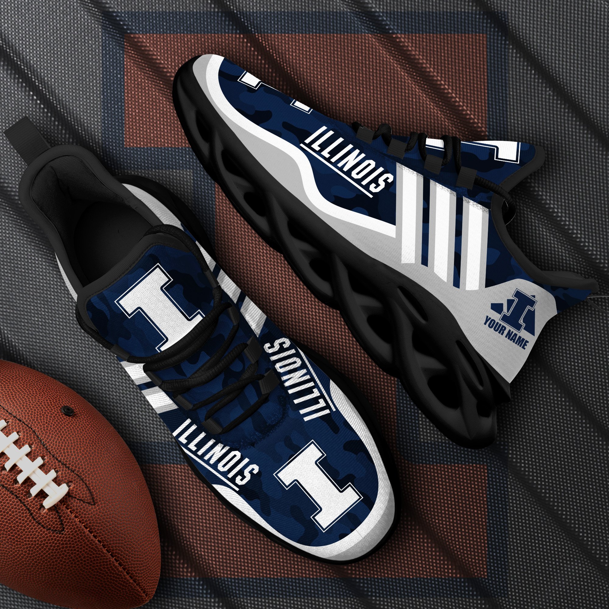 Illinois Fighting Illini Black Max Soul Shoes 2026 Versions Custom Name 466