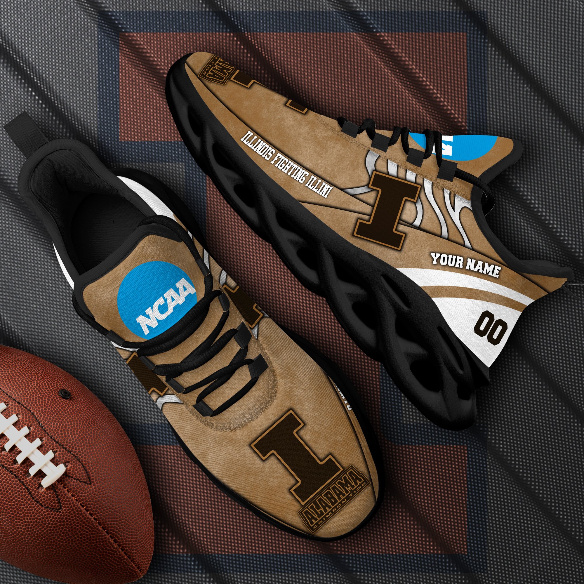 Illinois Fighting Illini Black Max Soul Shoes 2026 Versions Custom Your Name And Number 312