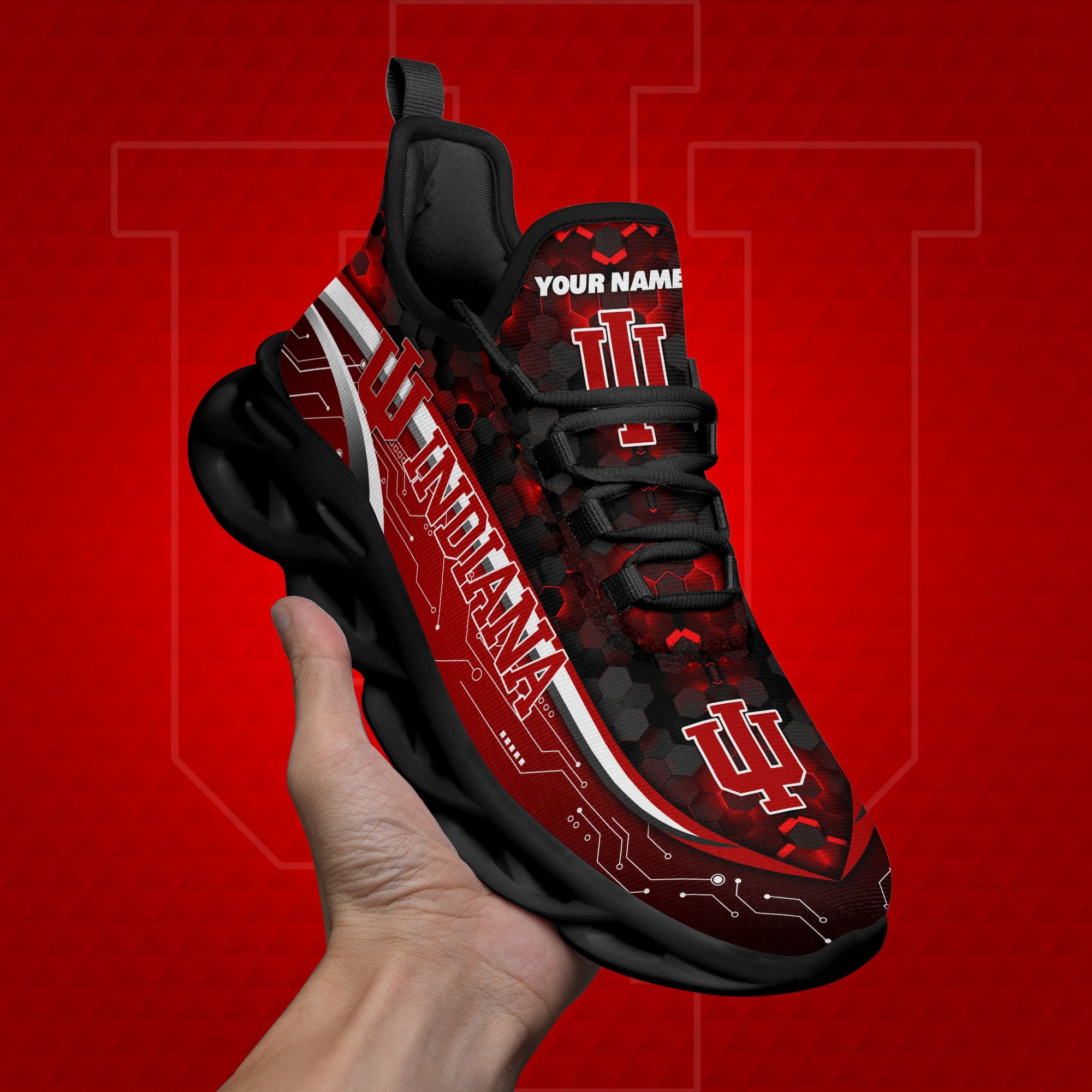 indiana hoosiers black clunky sneakers custom name max soul shoes sport gifts 4562