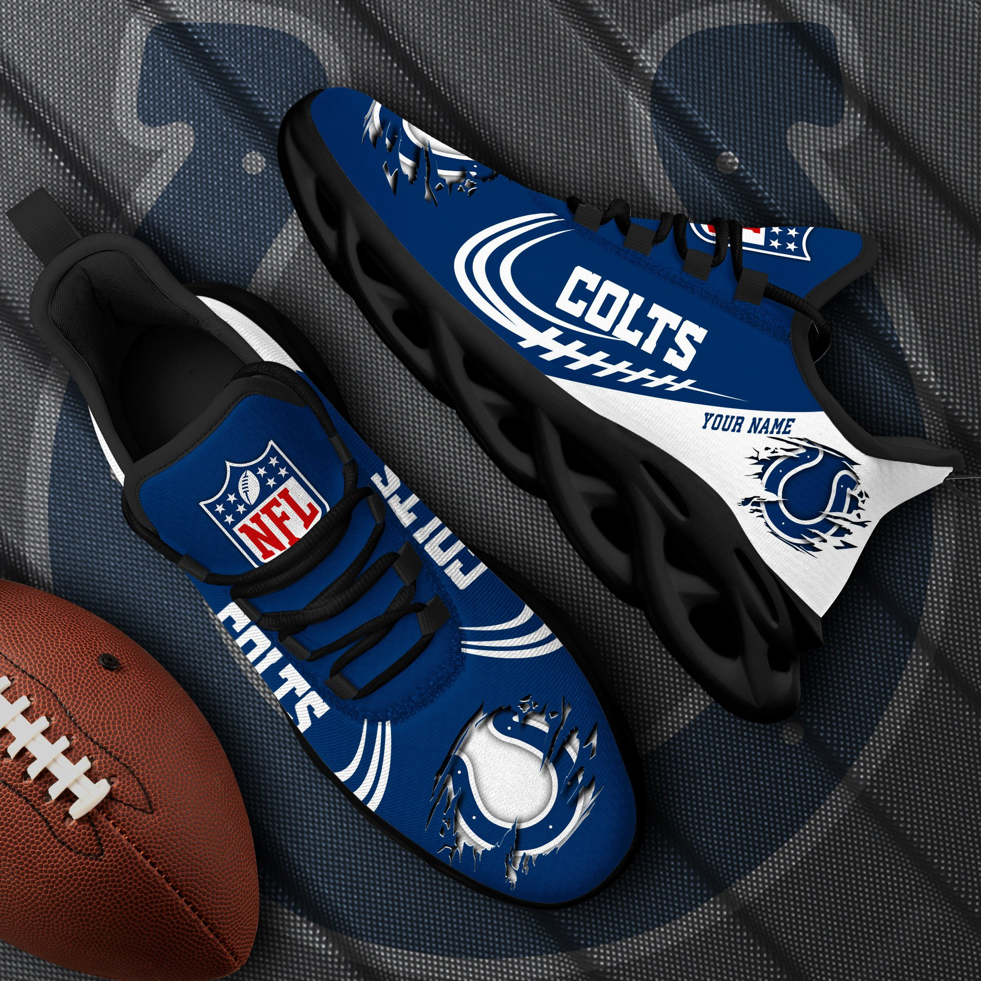 Indianapolis Colts Black Max Soul Shoes 2026 Versions Custom Name 003