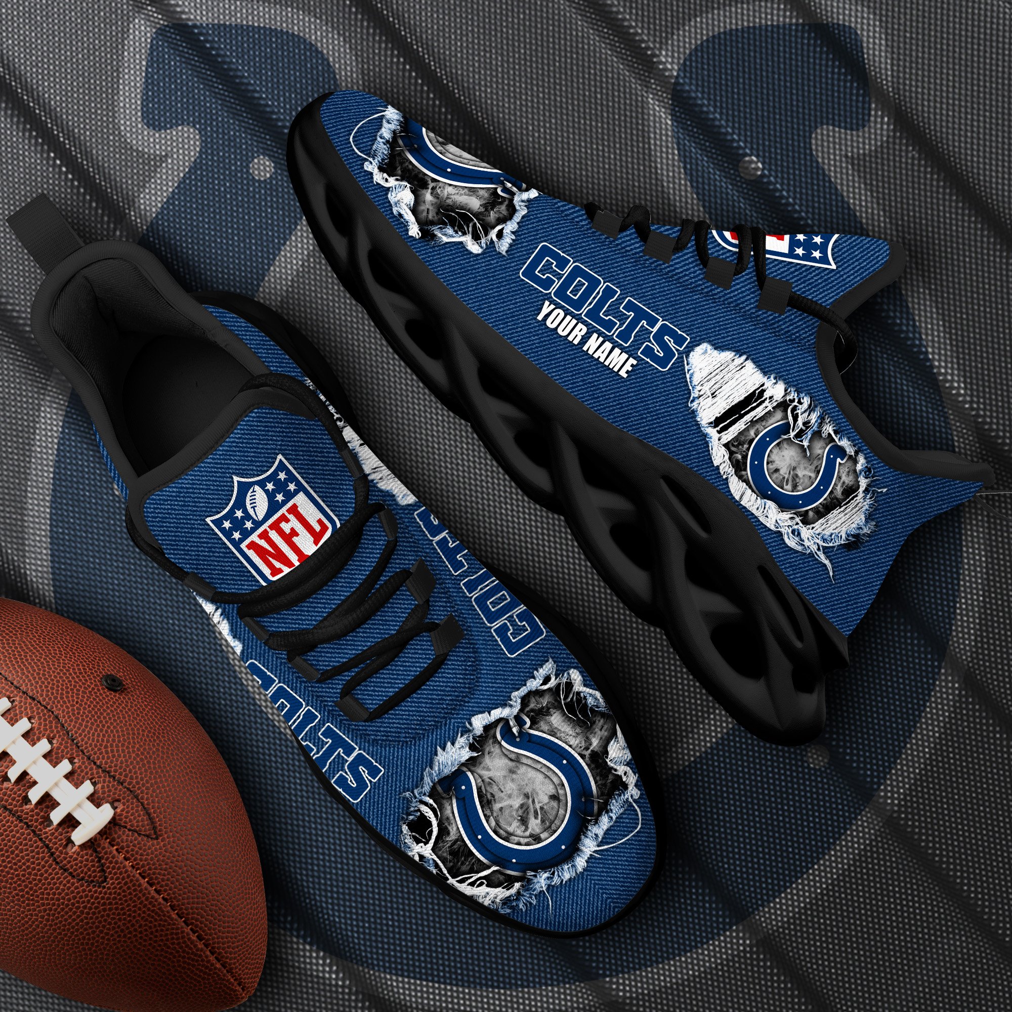 Indianapolis Colts Black Max Soul Shoes 2026 Versions Custom Name 554