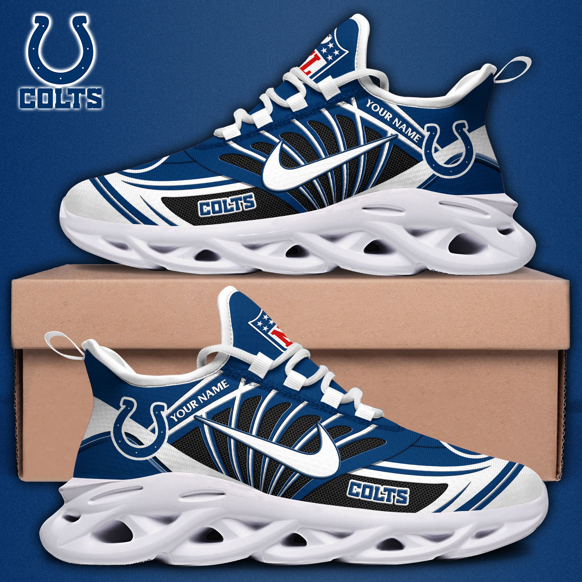 Indianapolis Colts Black Max Soul Shoes 2026 Versions Custom Name 898
