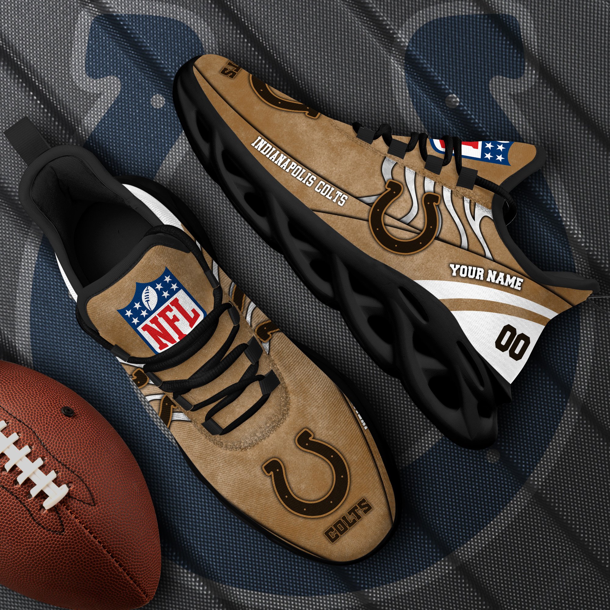 Indianapolis Colts Black Max Soul Shoes 2026 Versions Custom Your Name And Number 264