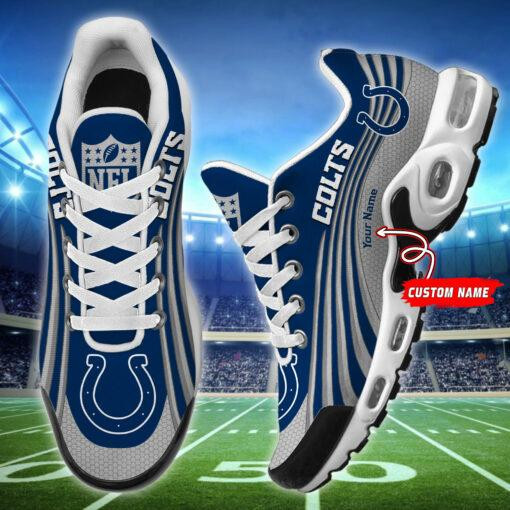 Indianapolis Colts Personalized Name Team Colors Wave Lines TN Air Max Shoes Air Cushion Sneakers