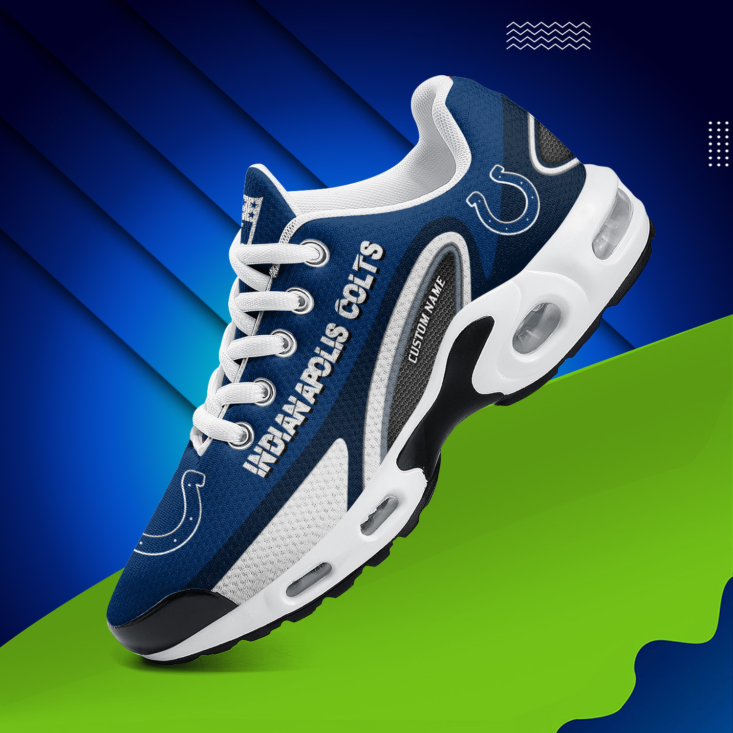 Indianapolis Colts Personalized Name Team Logo Mix Colors Oval Line TN Air Max Shoes Air Cushion Sneakers
