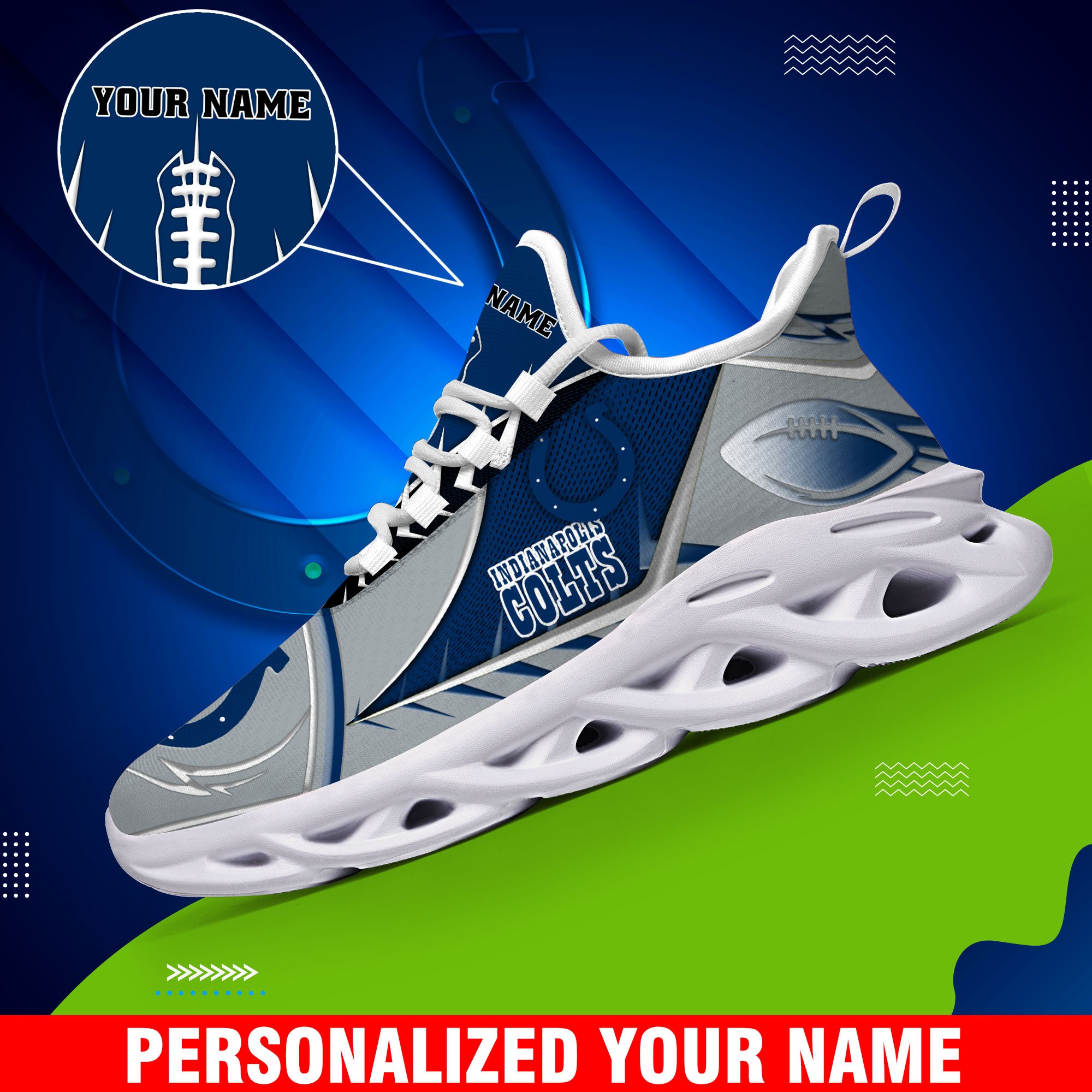 Indianapolis Colts Sport White C Sneakers 2026 Version Personalized Your Name 528