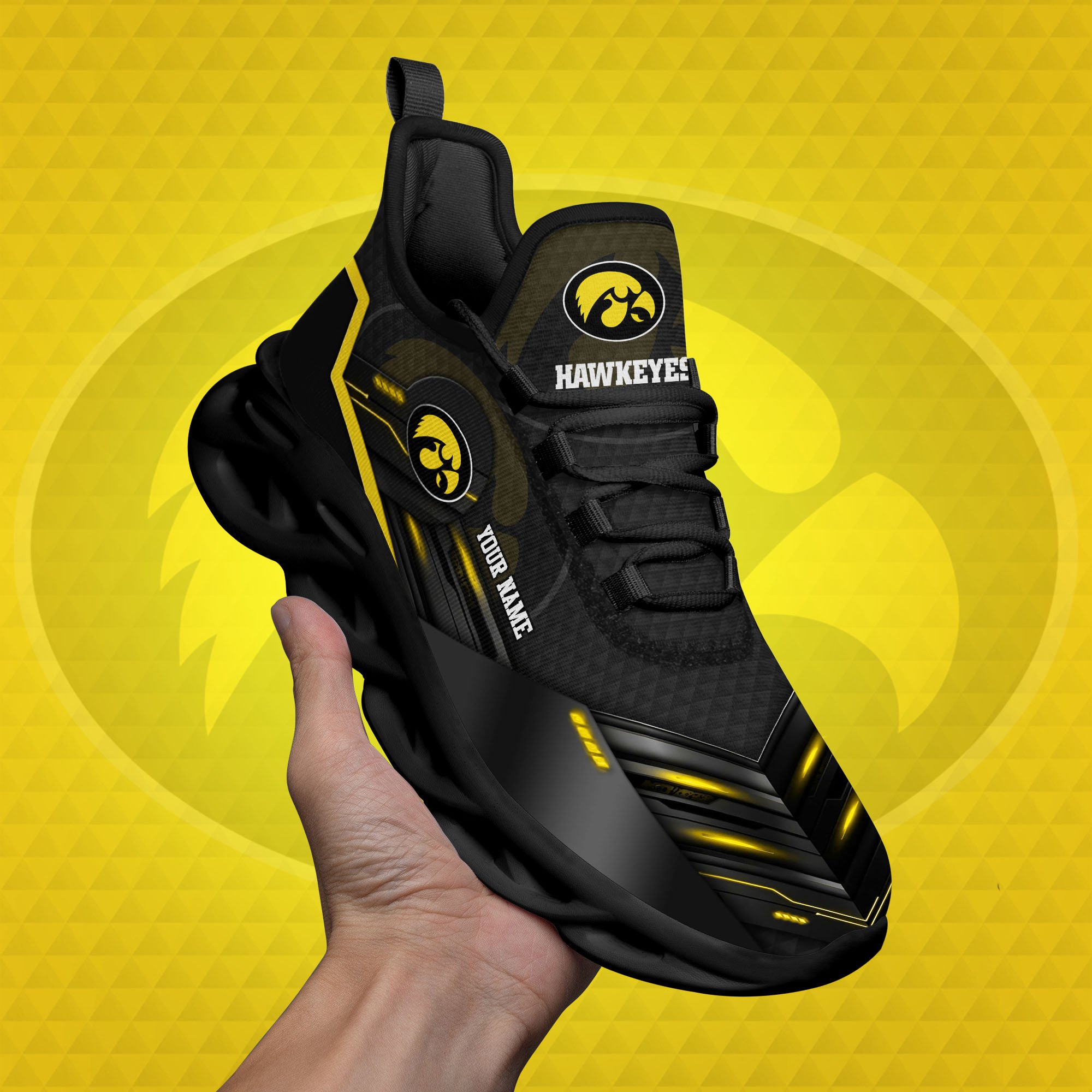 iowa hawkeyes black clunky sneaker custom name max soul shoes sport gifts for fan 4895 u4opi