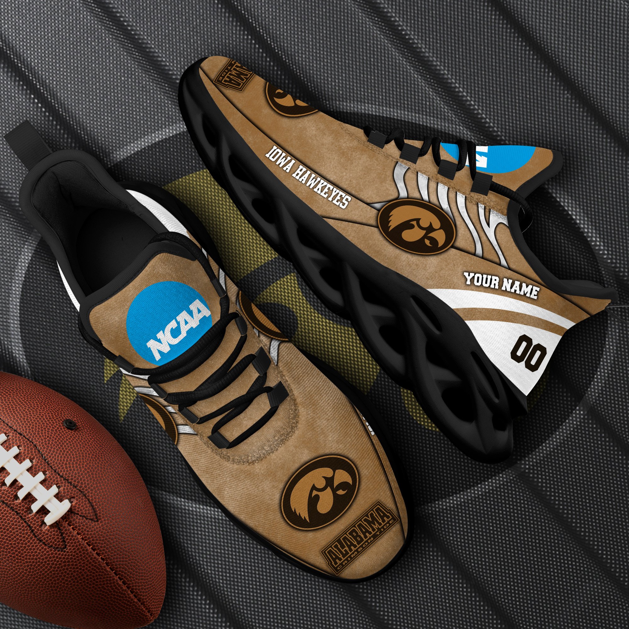 Iowa Hawkeyes Black Max Soul Shoes 2026 Versions Custom Your Name And Number 312