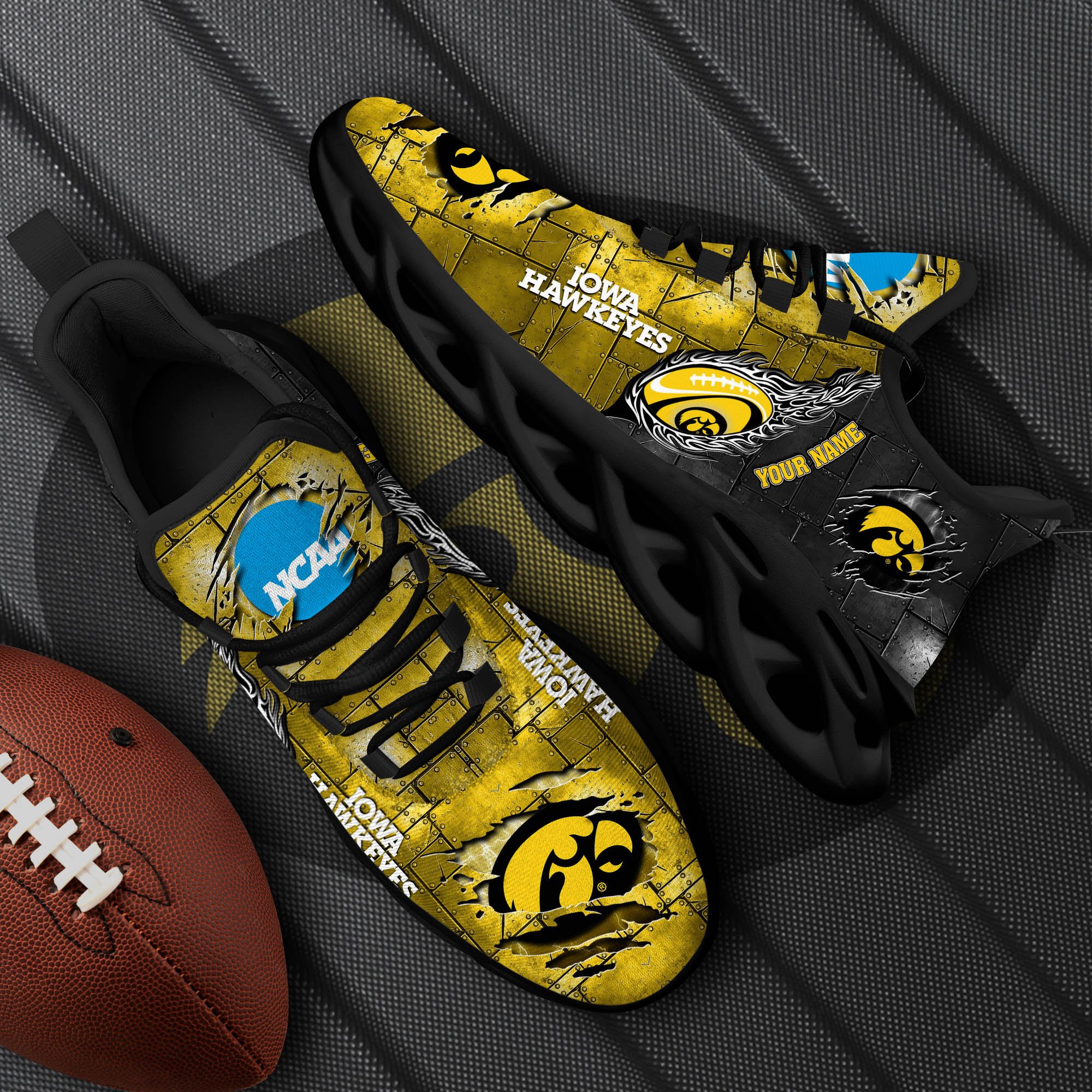iowa hawkeyes black max soul shoes 2026 versions white max soul shoes custom your name ph879 6566 rg79z