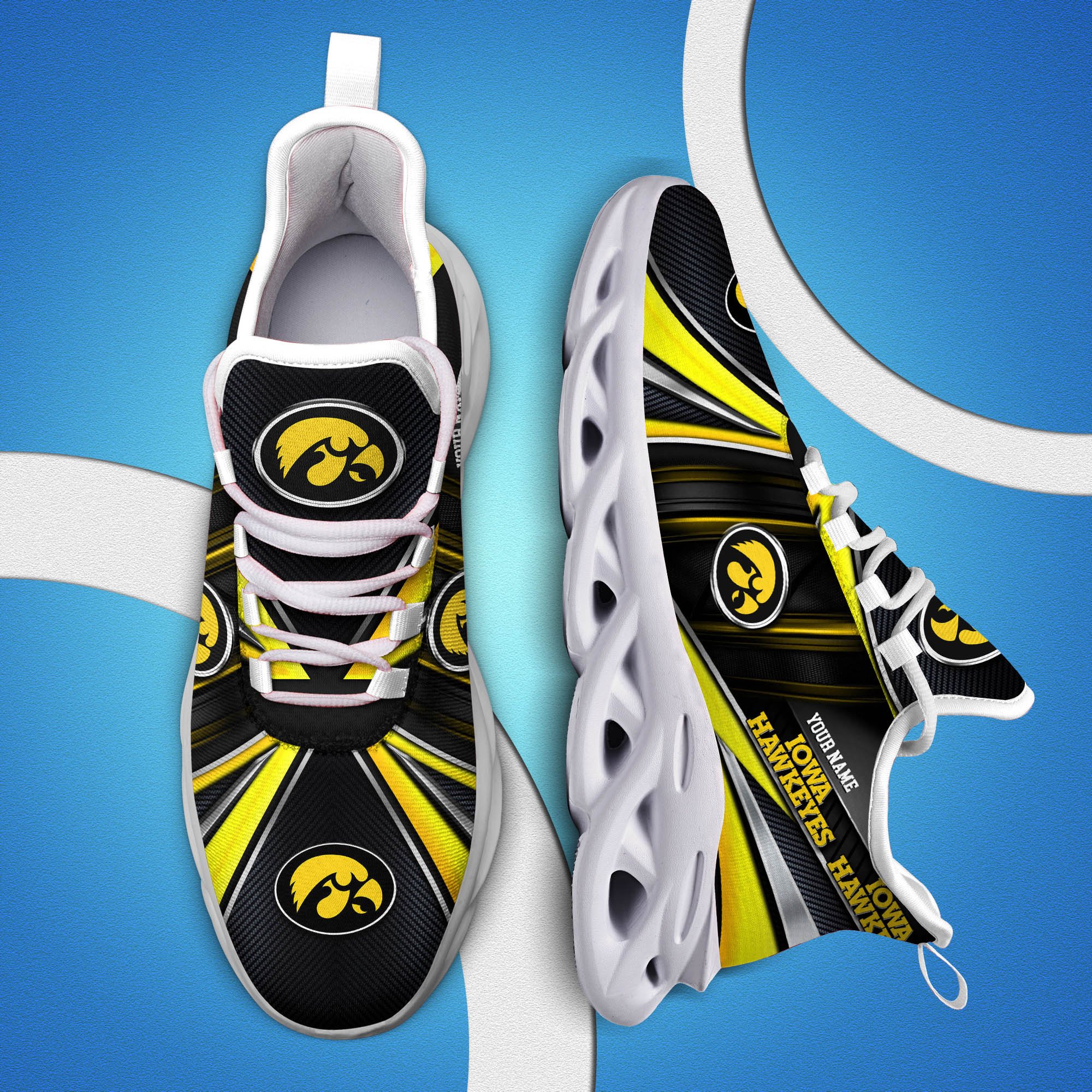 Iowa Hawkeyes White C Sneakers 2026 Version Personalized Your Name, Sport Team Sneakers, Sport Gifts PH892