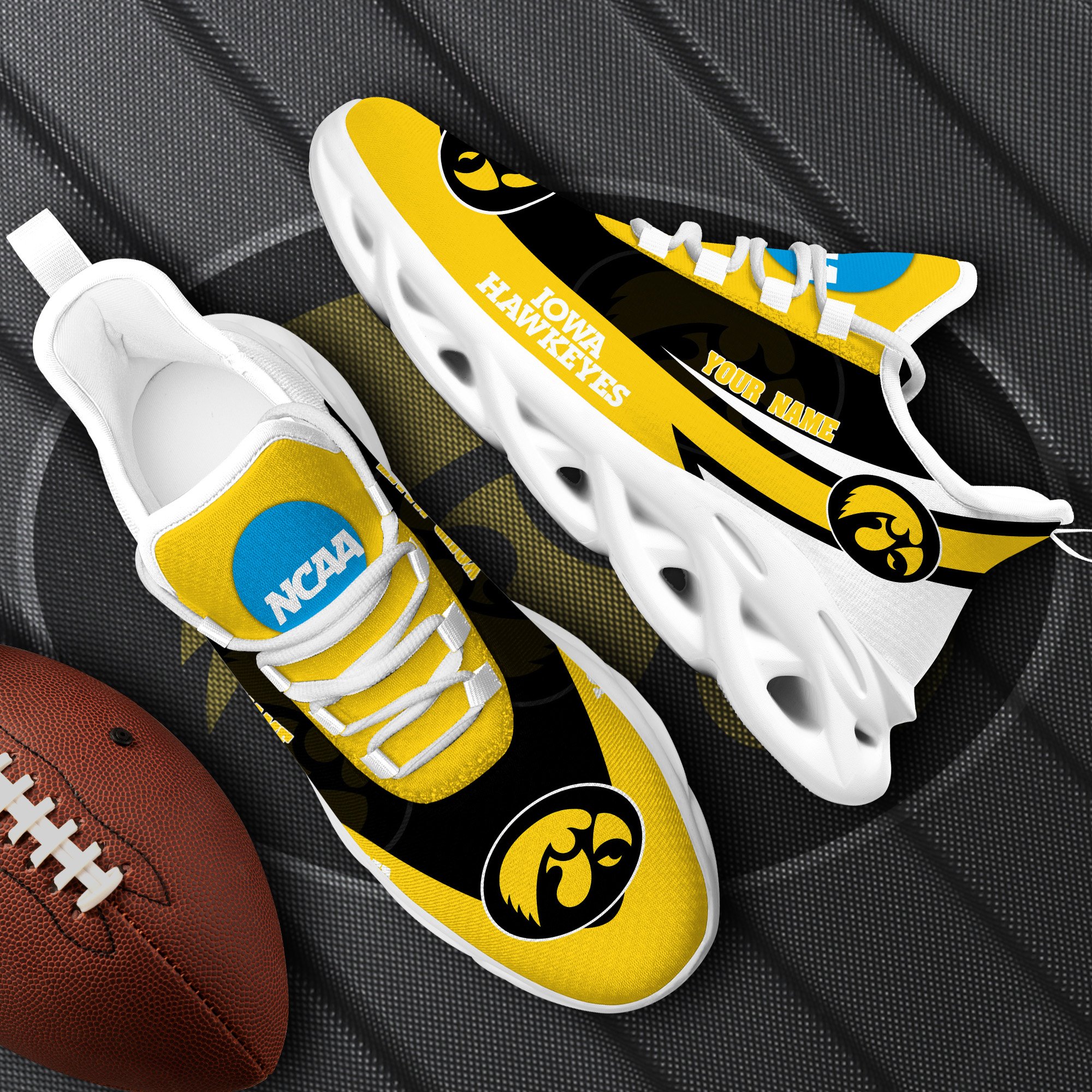 Iowa Hawkeyes White Max Soul Shoes 2026 Versions Custom Your Name, Sports Gift For Fan PH019