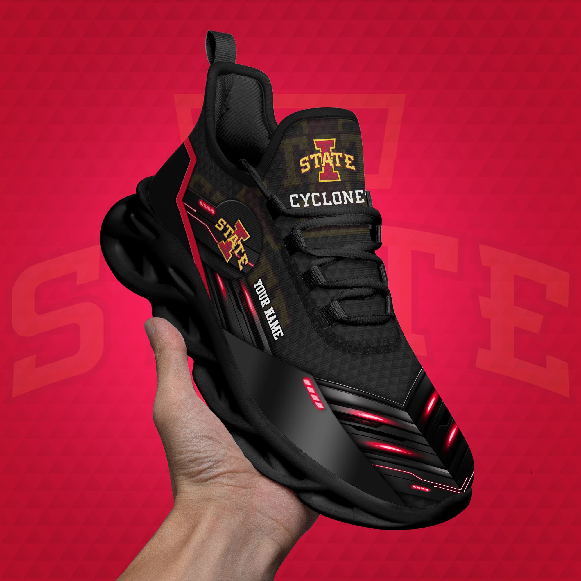 iowa state cyclones black clunky sneaker custom name max soul shoes sport gifts for fan 8479 voum2