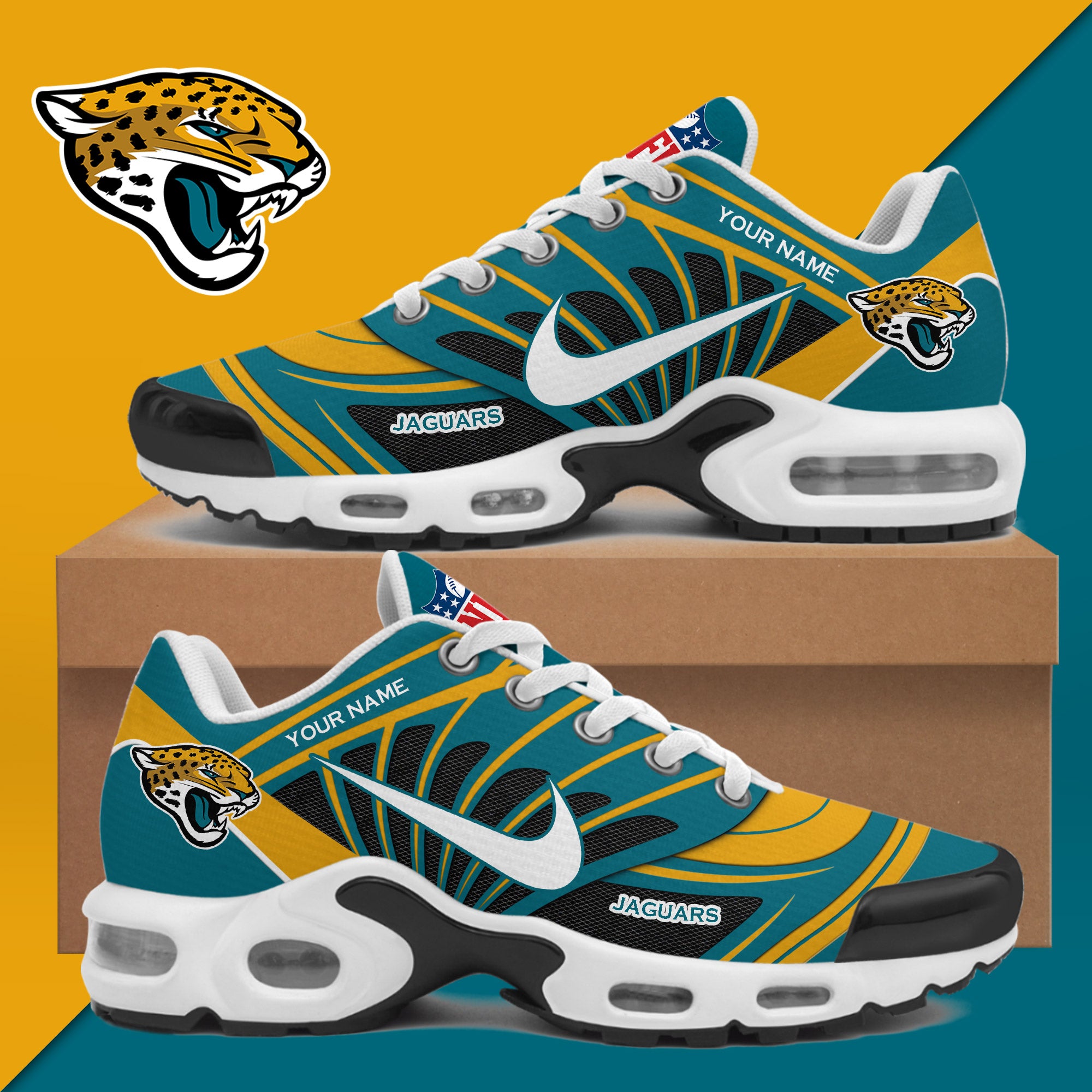 jacksonville jaguars air max plus sport custom sneakers 6298 jzkpd