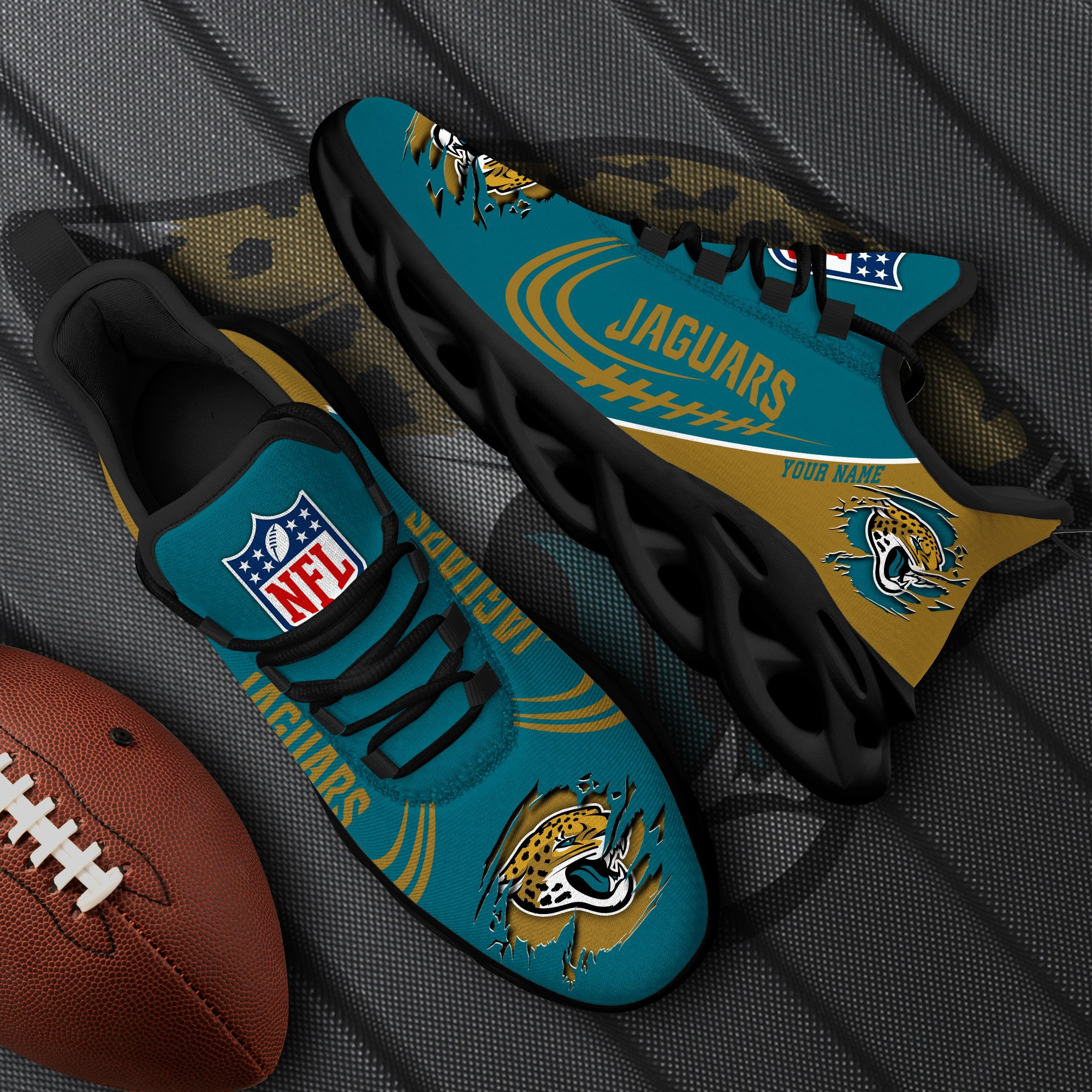 Jacksonville Jaguars Black Max Soul Shoes 2026 Versions Custom Name 003