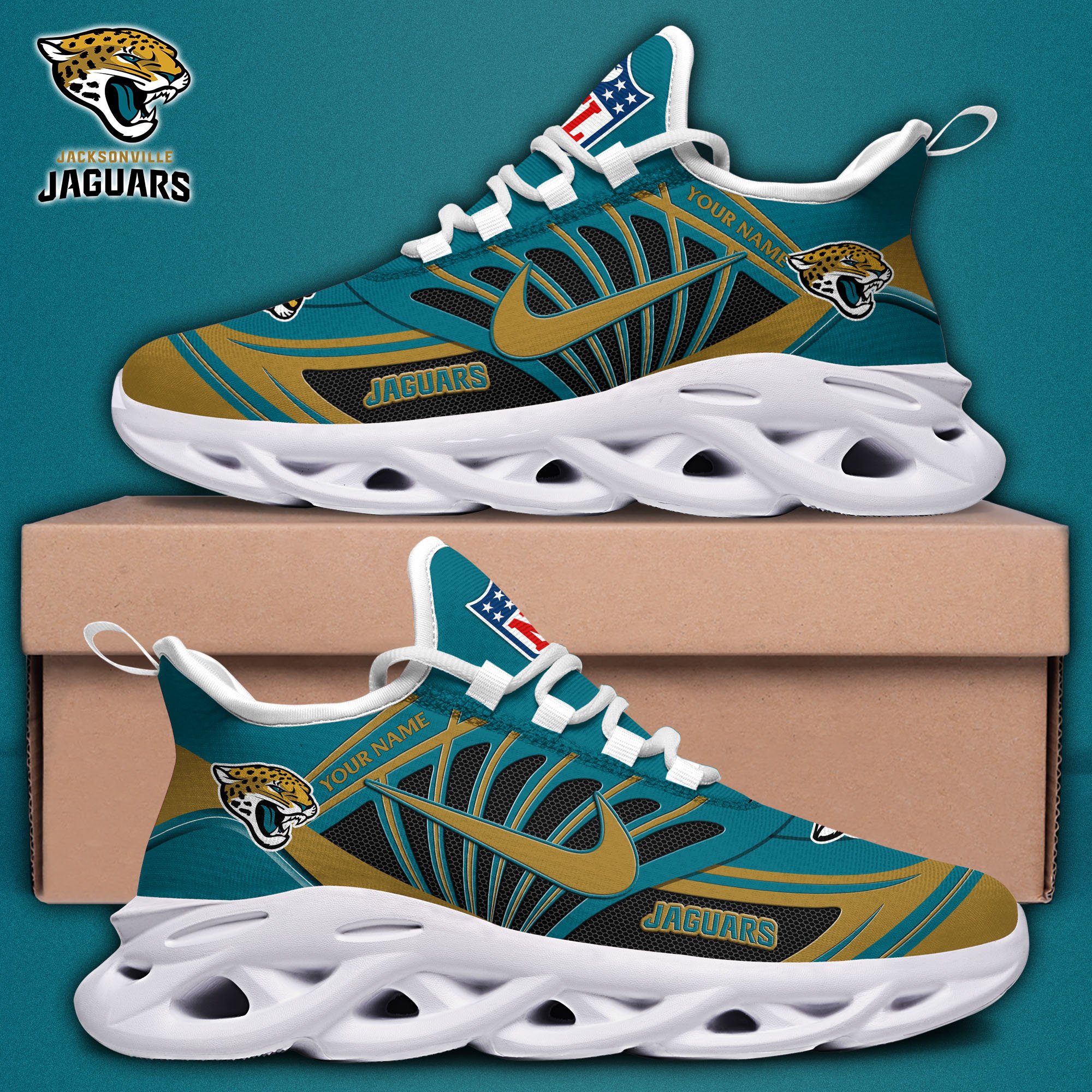 jacksonville jaguars black max soul shoes 2026 versions custom name 898 9326 tp4b9