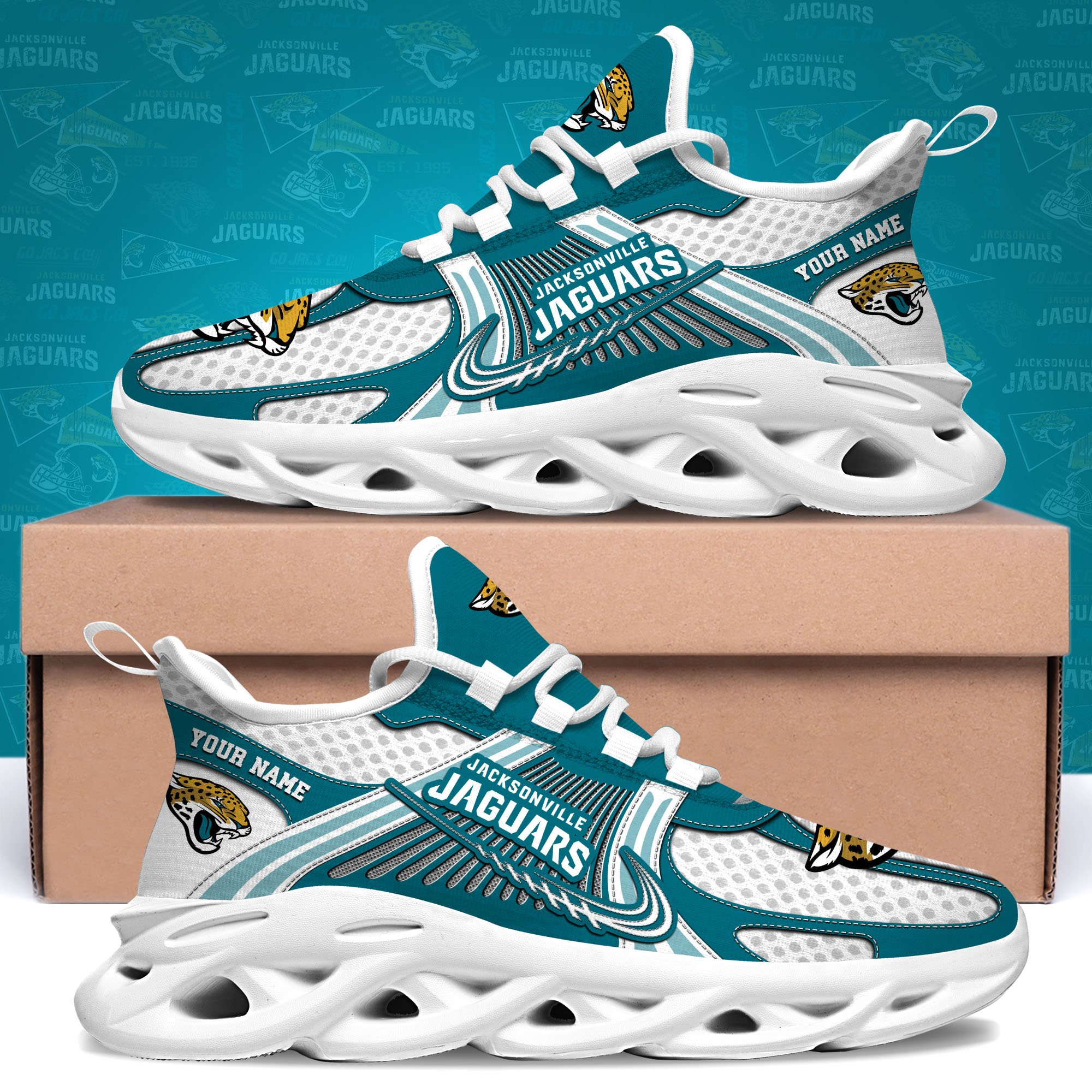 jacksonville jaguars clunky sneakers custom your name sport sneakers for fans gifts for sport lovers gift for dad 3074 sp1bz