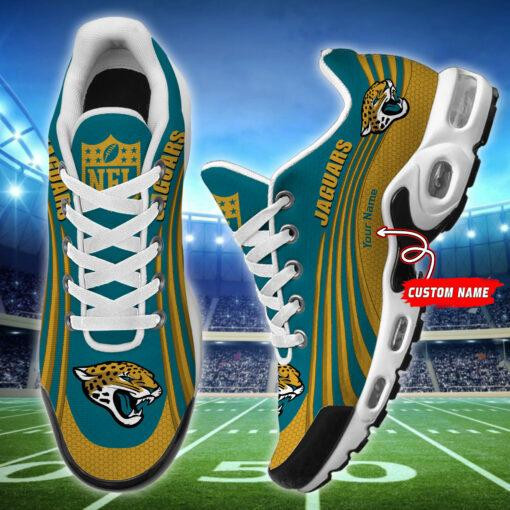 Jacksonville Jaguars Personalized Name Team Colors Wave Lines TN Shoes Air Cushion Sneakers