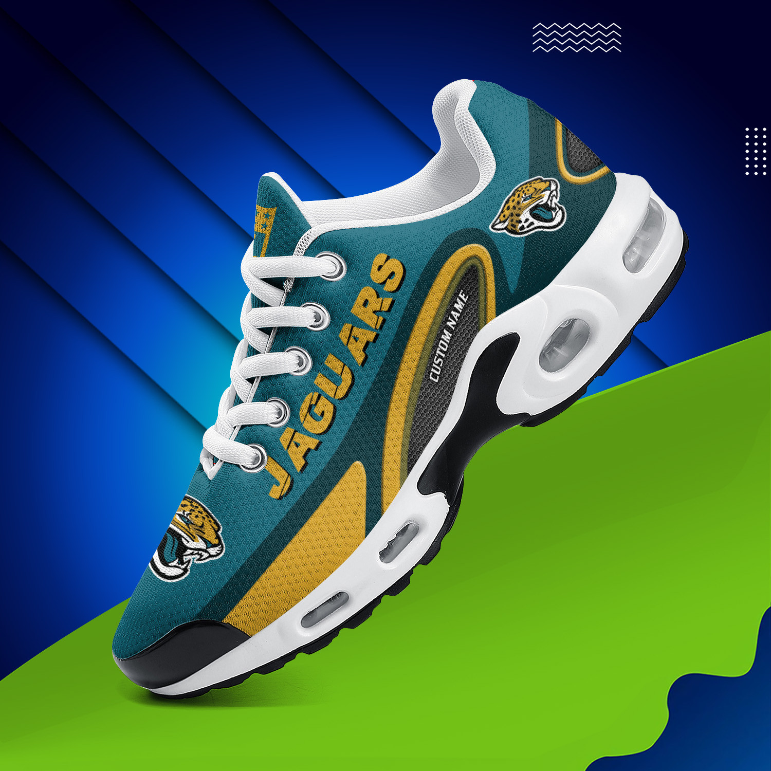 jacksonville jaguars personalized name team logo mix colors oval line tn air max shoes air cushion sneakers 4098