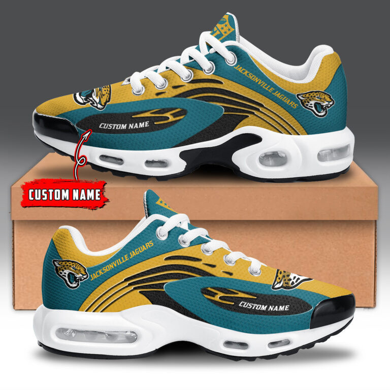 Jacksonville Jaguars Personalized Name Team Logo Mix Colors Wave Line TN Shoes Air Cushion Sneakers