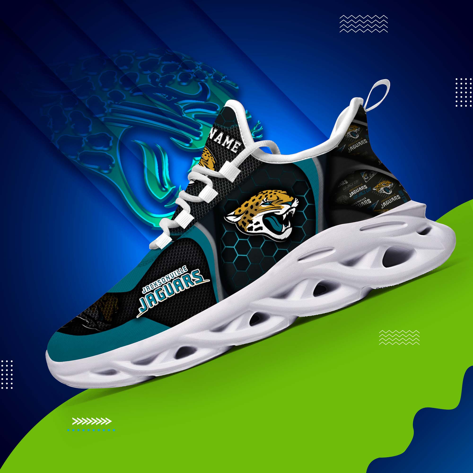 Jacksonville Jaguars White C Sneakers 2026 Version Personalized Your Name 432